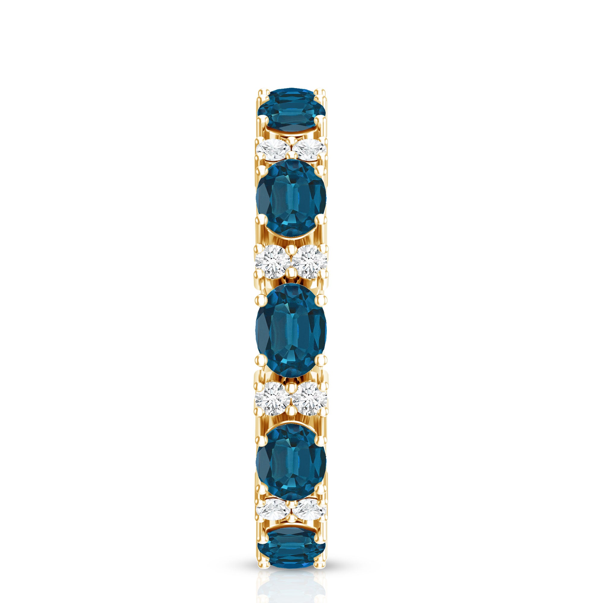 Oval Cut London Blue Topaz Full Eternity Band with Diamond AAA - Rosec Jewels
