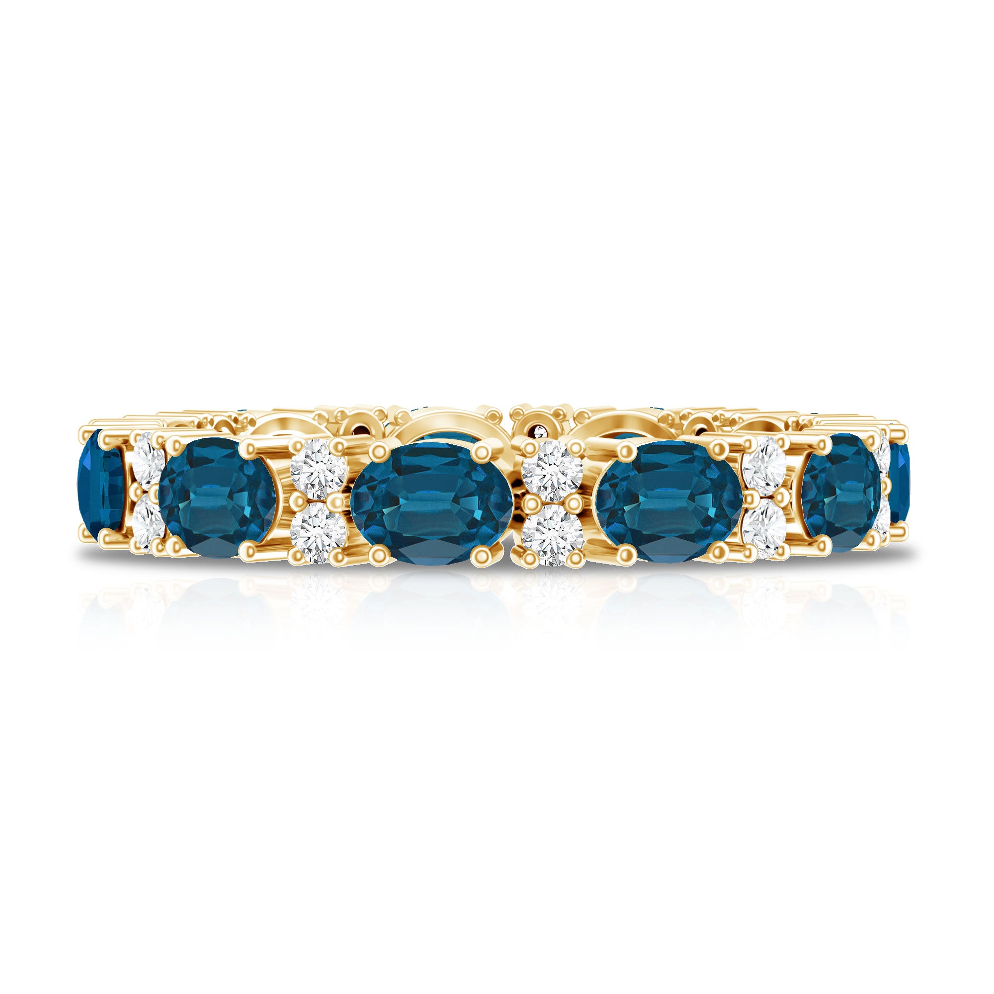 Oval Cut London Blue Topaz Full Eternity Band with Diamond AAA - Rosec Jewels