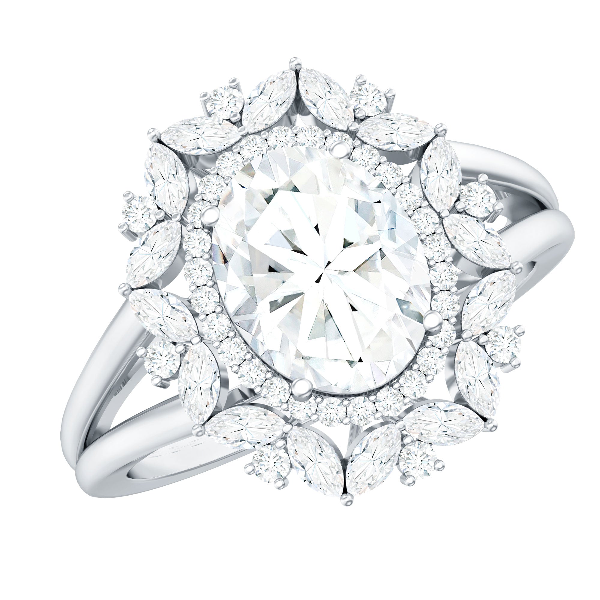 Certified Oval Cut Lab Diamond Statement Engagement Ring