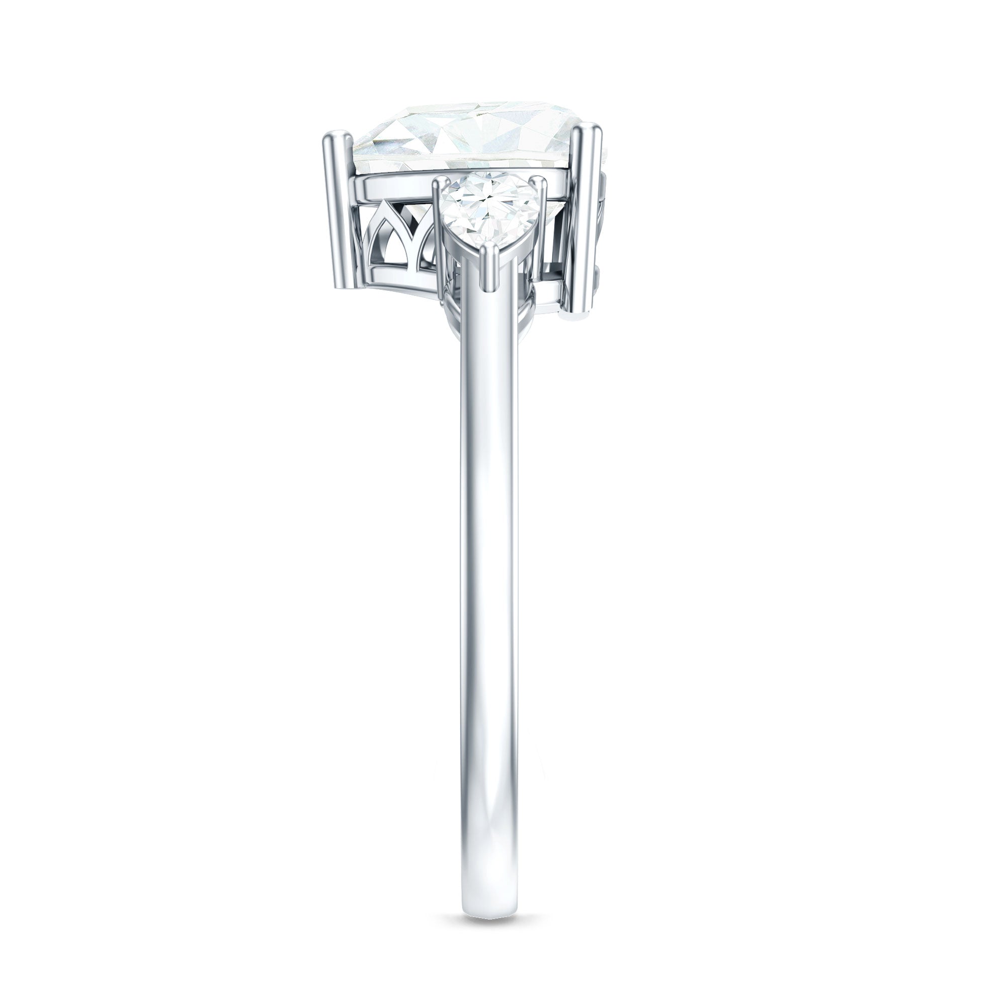 Rosec Jewels-2 Carat Lab Grown Diamond Heart Engagement Ring with Side Stones