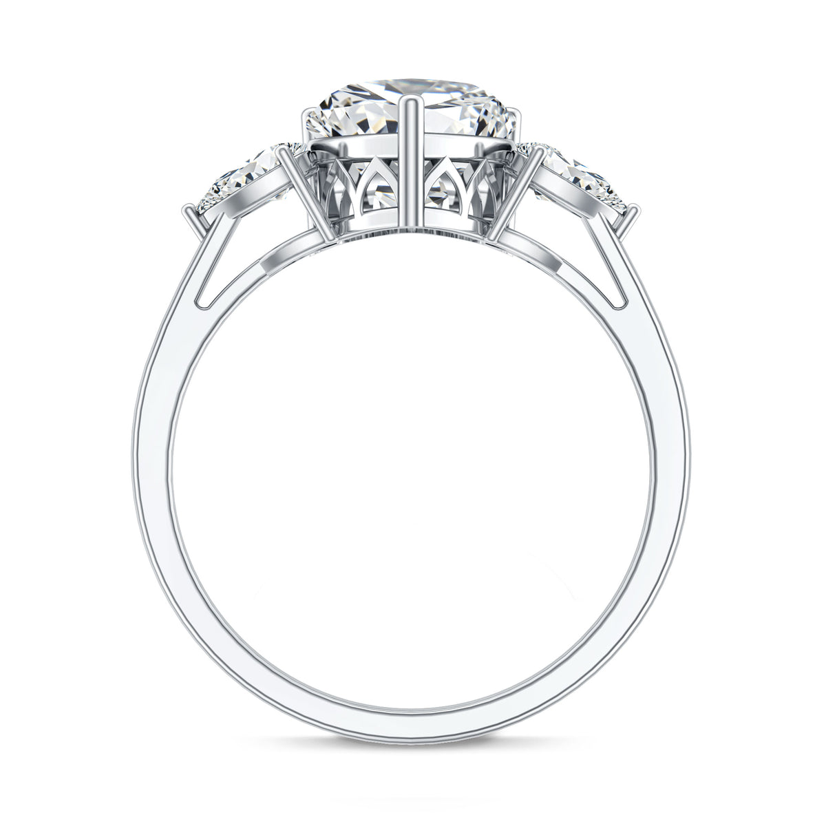 IGI Certified 2 Carat Lab Grown Diamond Heart Engagement Ring with Side Stones Lab - ( E-VS1 ) - Rosec Jewels