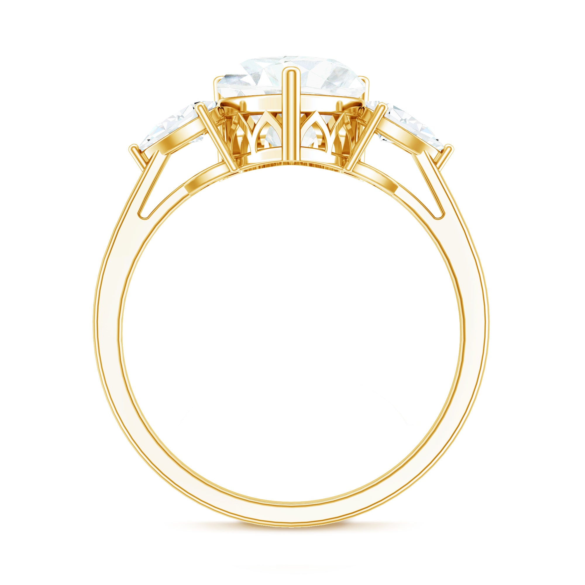 Rosec Jewels-2 Carat Lab Grown Diamond Heart Engagement Ring with Side Stones