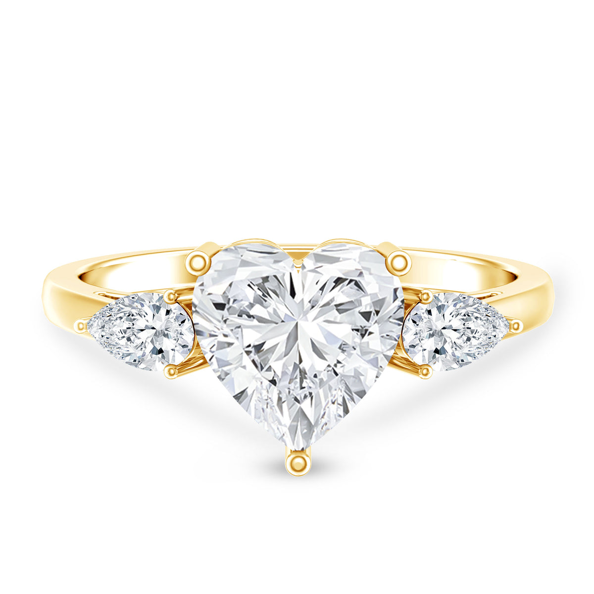 IGI Certified 2 Carat Lab Grown Diamond Heart Engagement Ring with Side Stones Lab - ( E-VS1 ) - Rosec Jewels