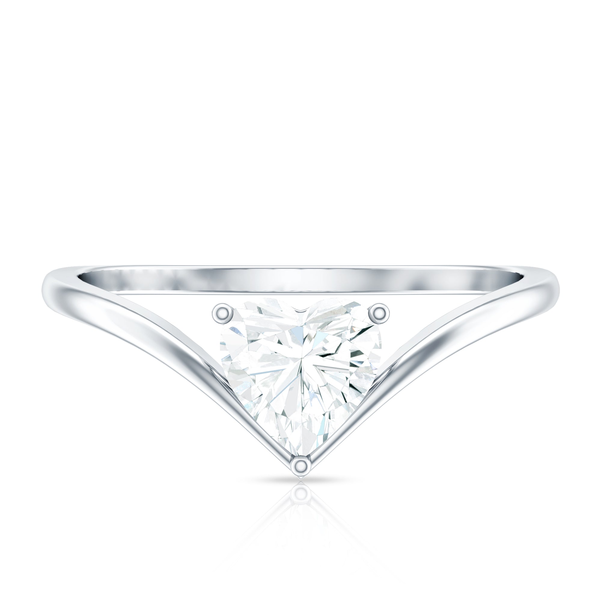 Rosec Jewels-0.75 Carat Heart Shape Lab Grown Diamond Chevron Engagement Ring