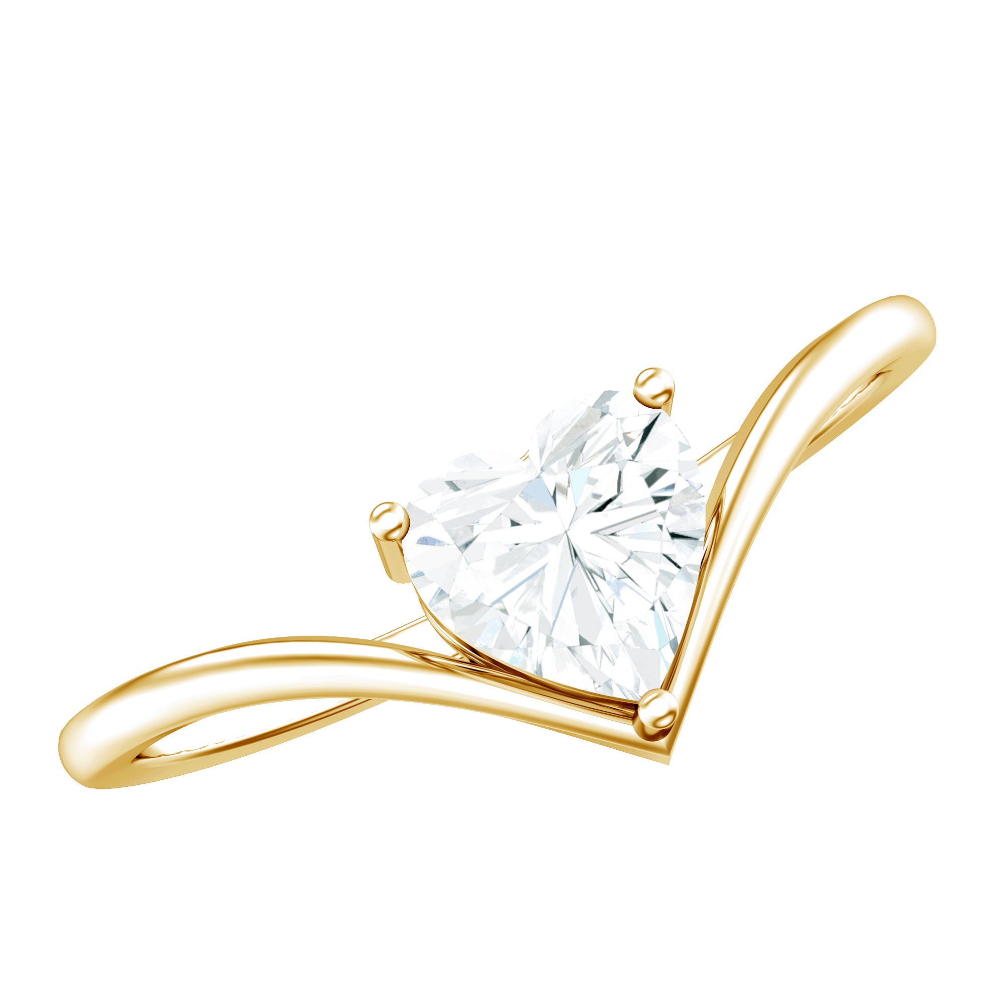 Rosec Jewels-0.75 Carat Heart Shape Lab Grown Diamond Chevron Engagement Ring