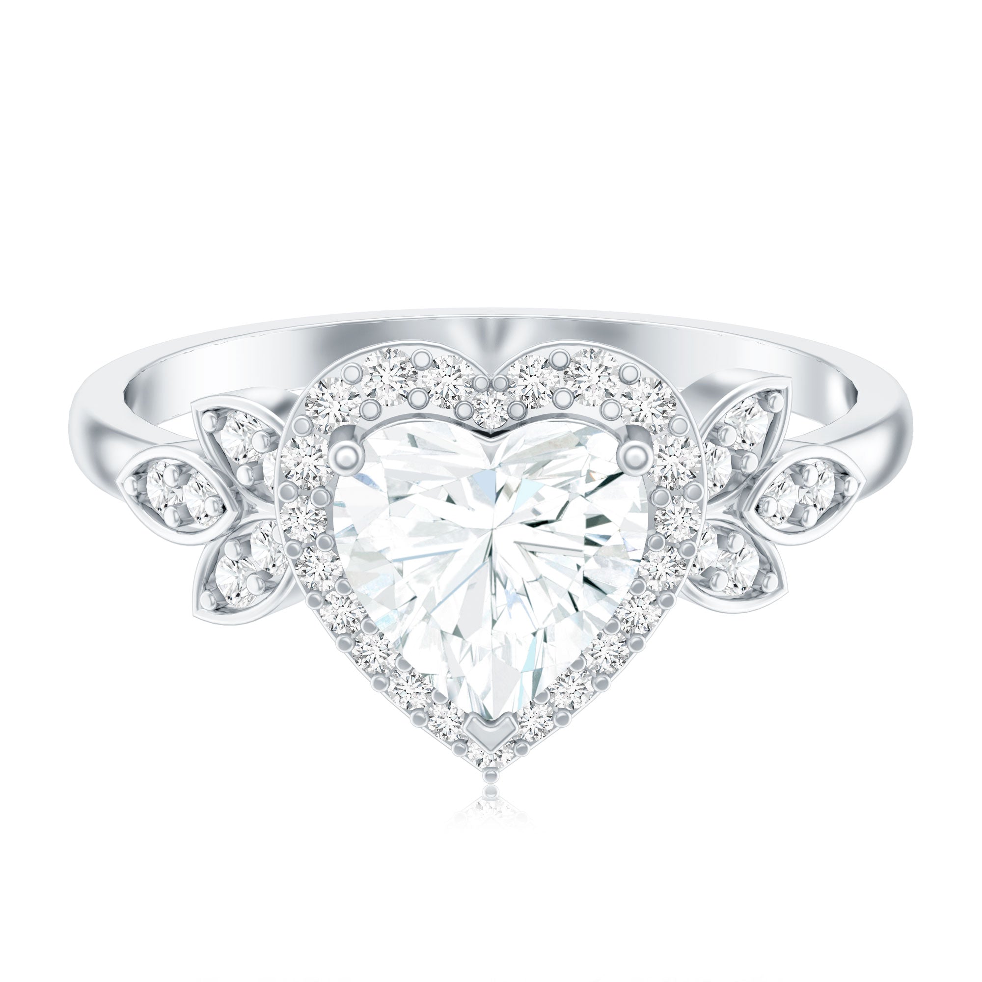 Rosec Jewels-1.25 Carat Heart Shaped Lab Grown Diamond Halo Engagement Ring