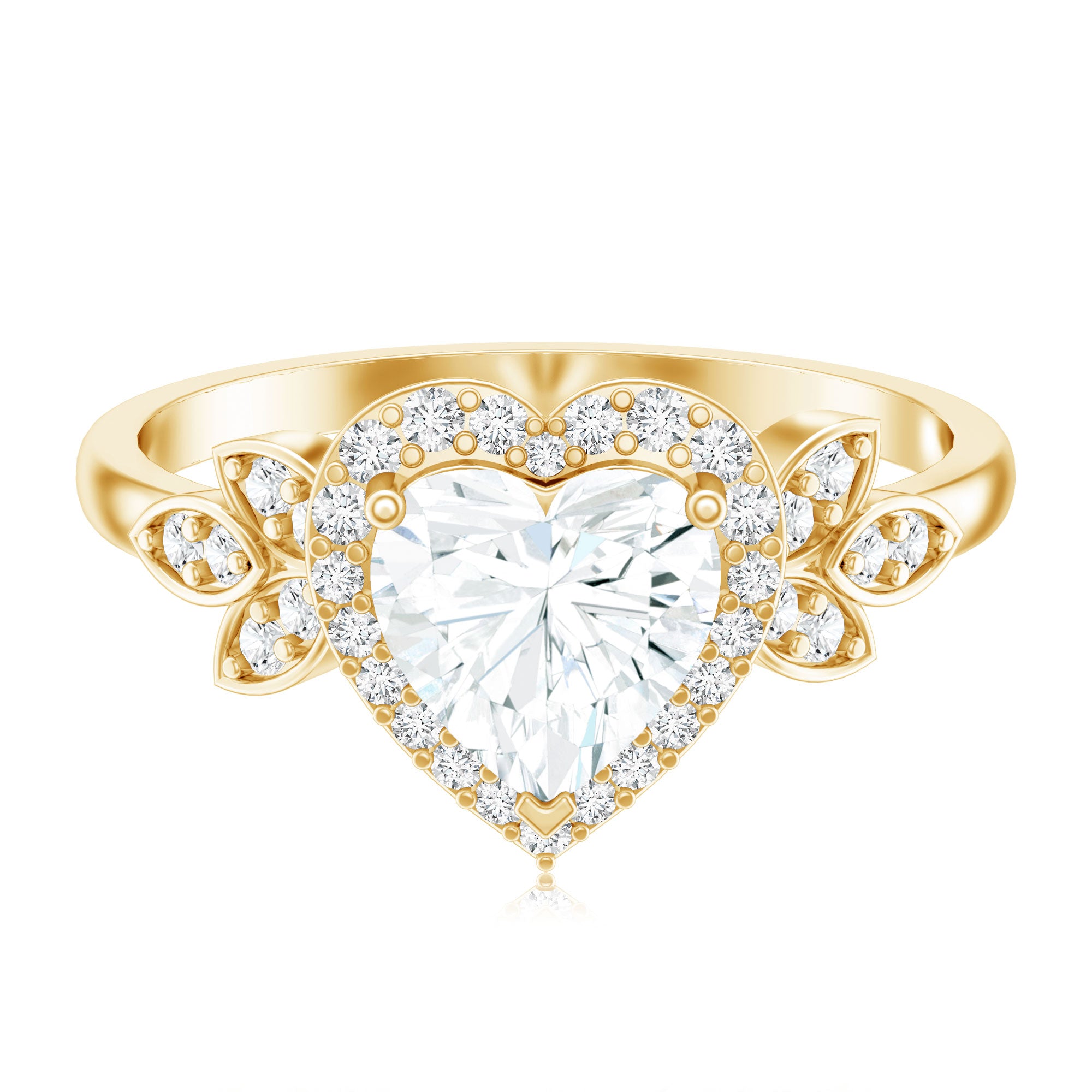 Rosec Jewels-1.25 Carat Heart Shaped Lab Grown Diamond Halo Engagement Ring