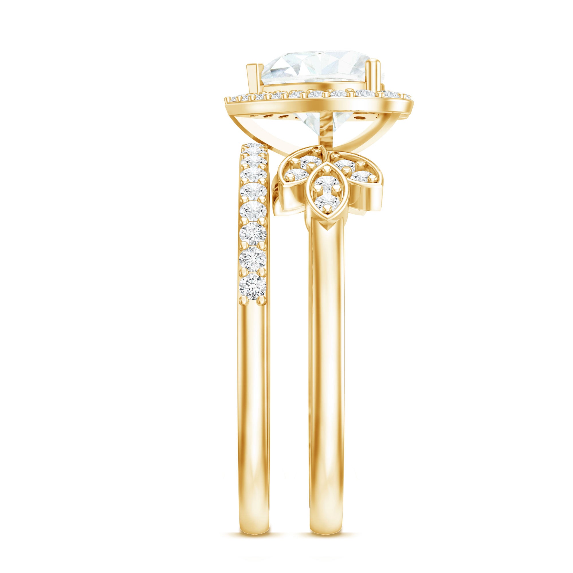 Rosec Jewels-Certified 1.25 Carat Lab Grown Diamond Heart Wedding Ring Set for Women