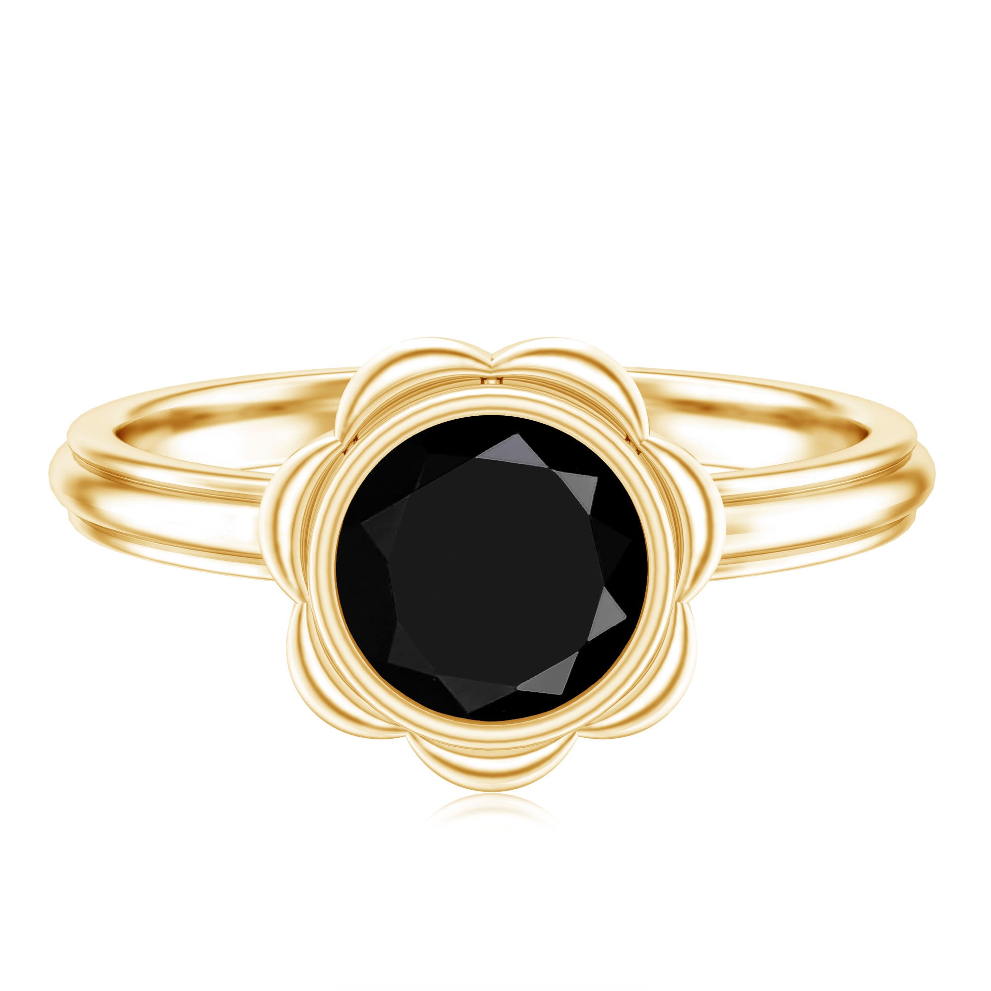 Rosec Jewels-1.2 Carat Black Onyx Bezel Set Engagement Ring