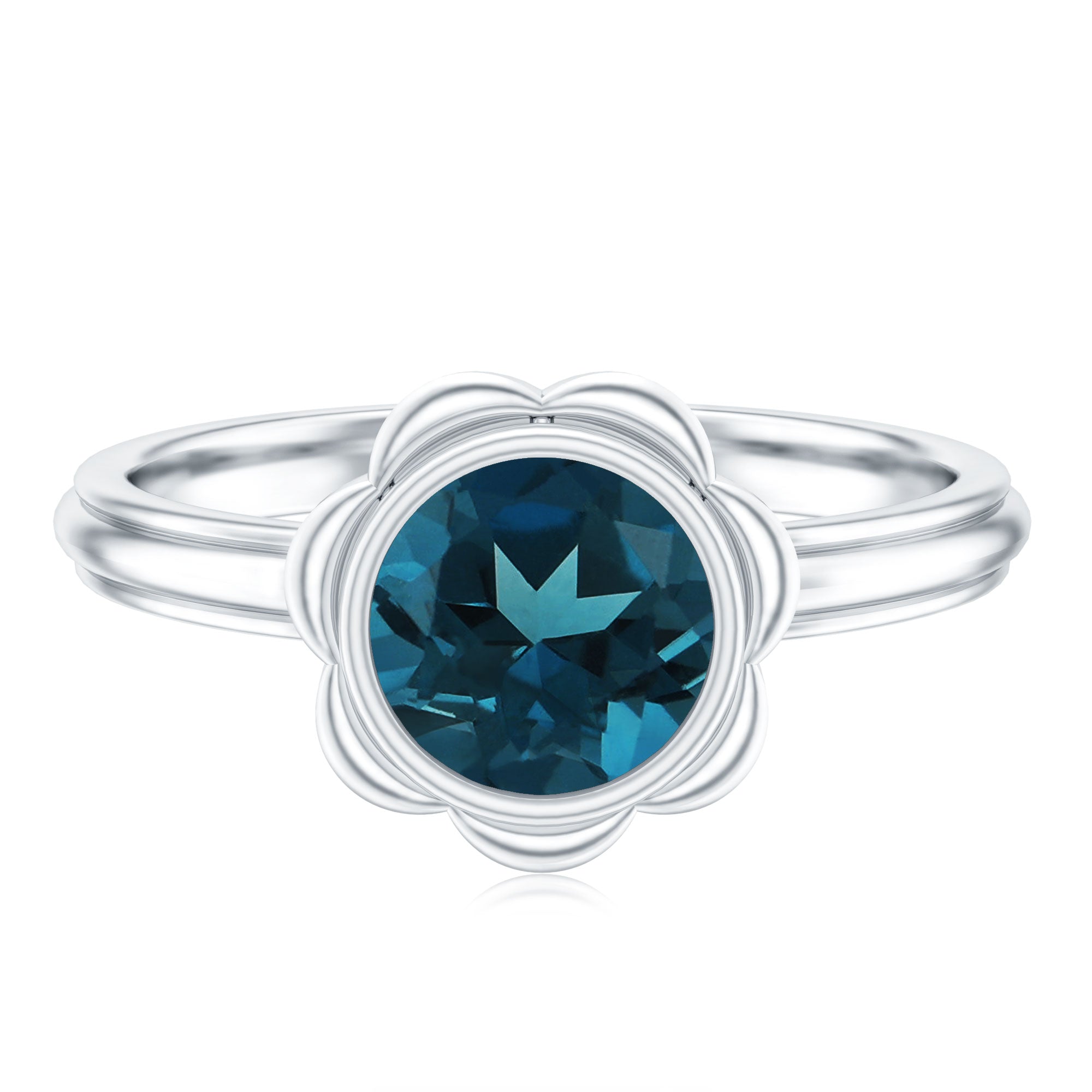 Rosec Jewels-Genuine 1.35 Carat London Blue Topaz Solitaire Engagement Ring