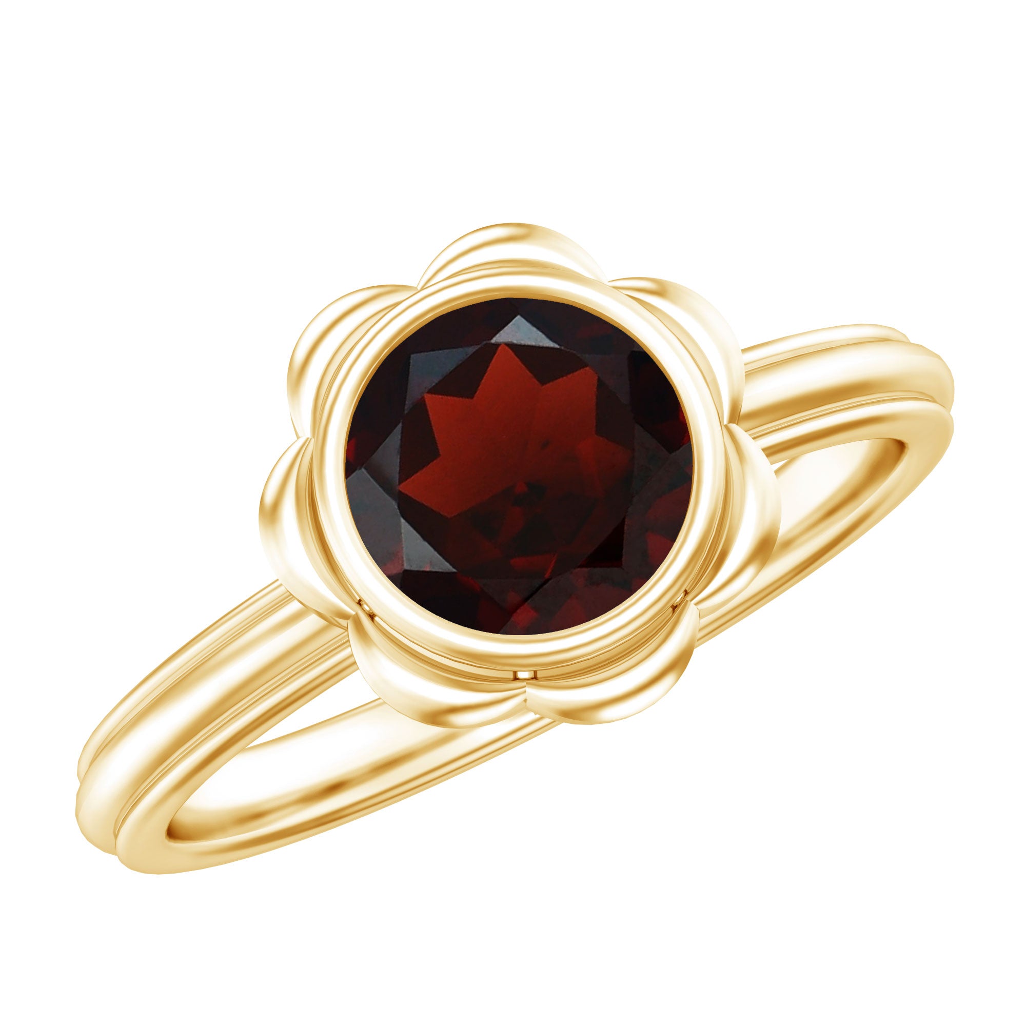1.7 Carat Round Cut Garnet Flower Engagement Ring for Women AAA - Rosec Jewels
