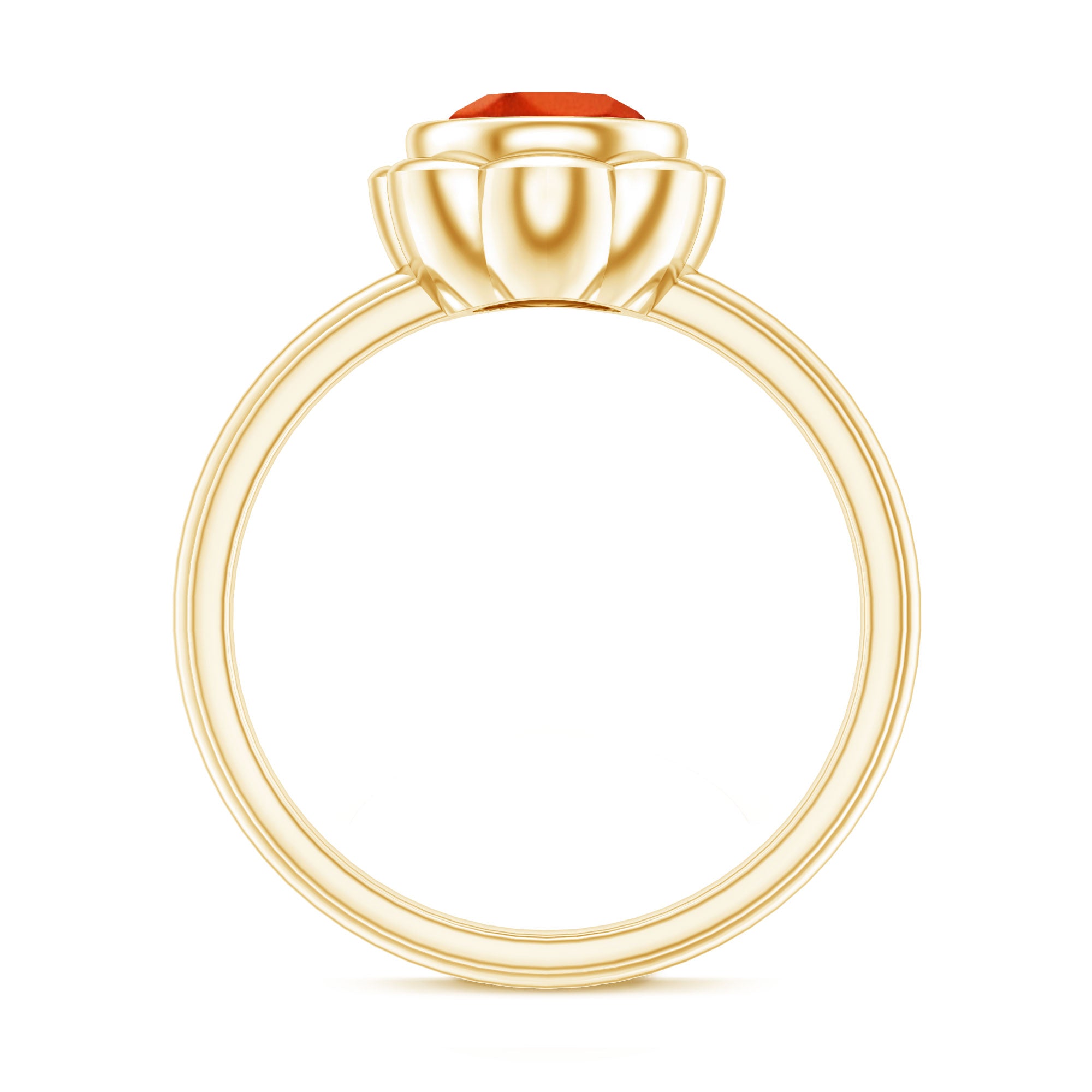 Rosec Jewels-1.5 Carat Lab Grown Orange Sapphire Bezel Set Engagement Ring