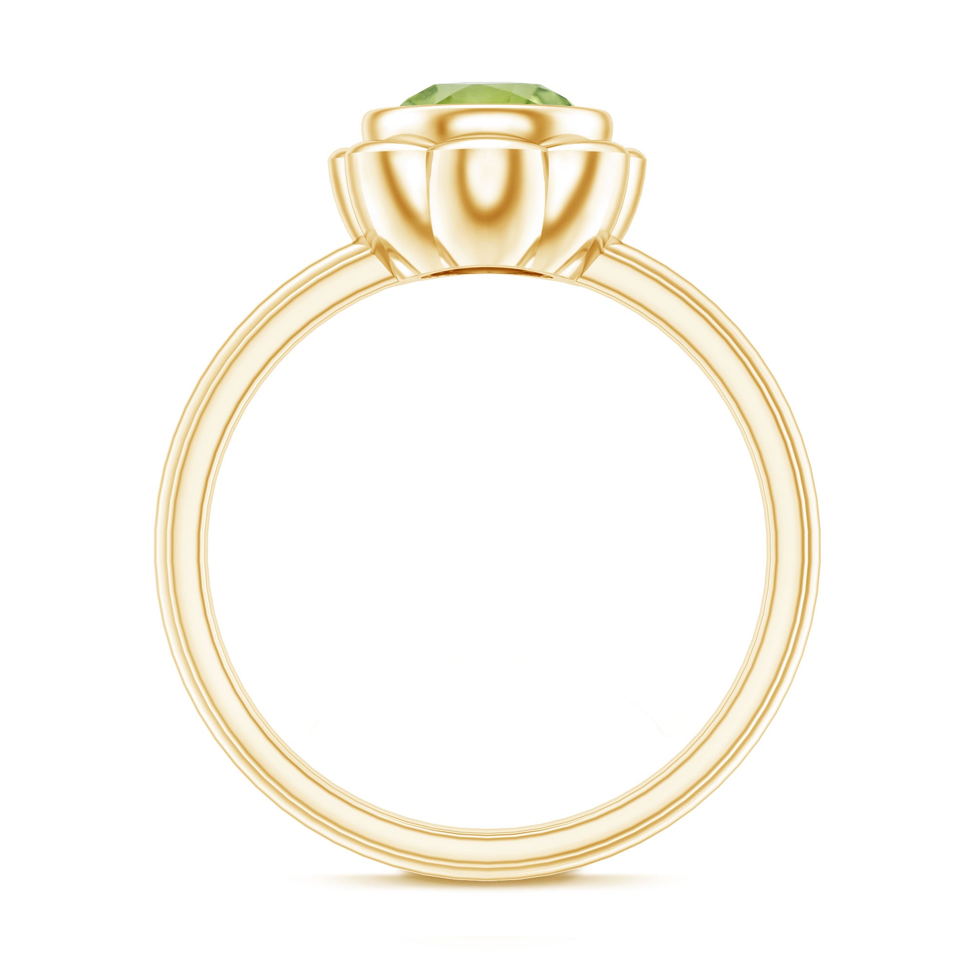 Rosec Jewels-Bezel Set 1.2 Carat Peridot Engagement Ring for Women