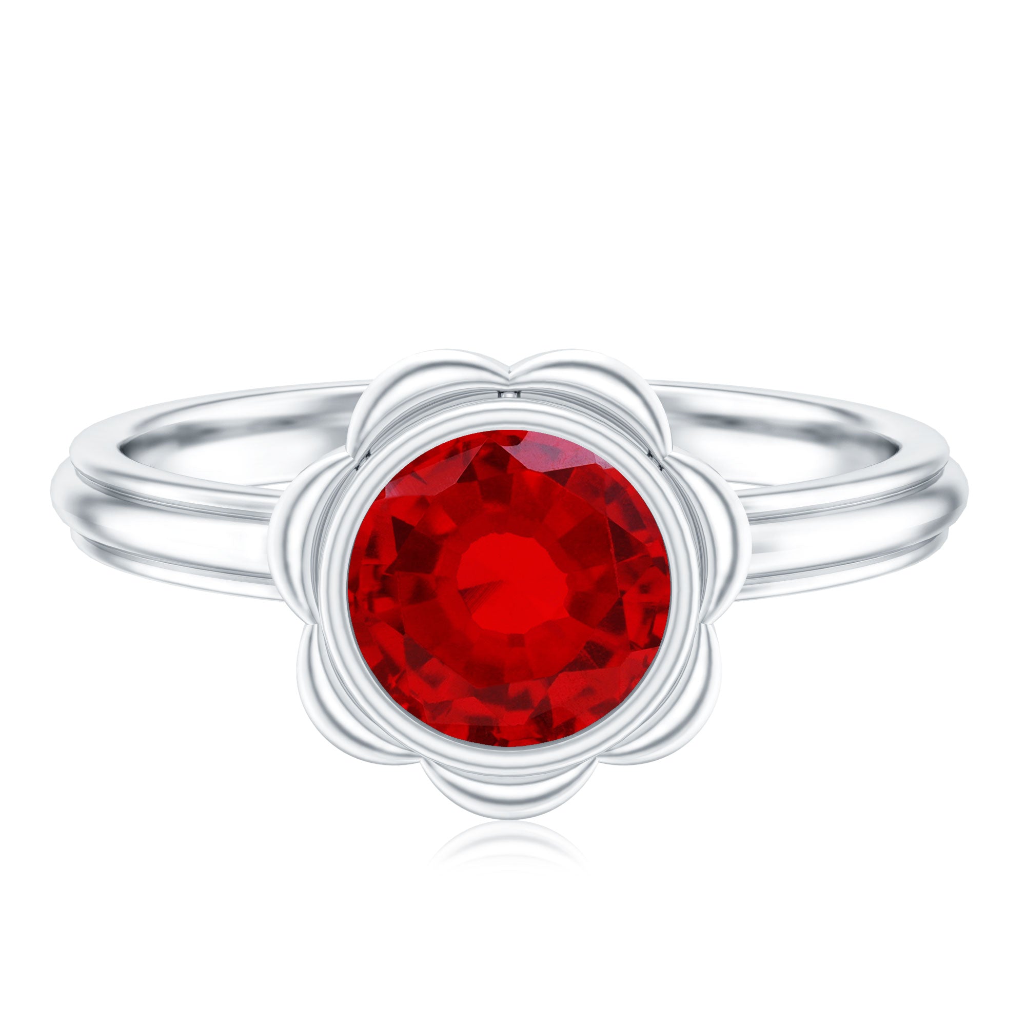 Rosec Jewels-1.3 Carat Lab Grown Ruby Flower Engagement Ring