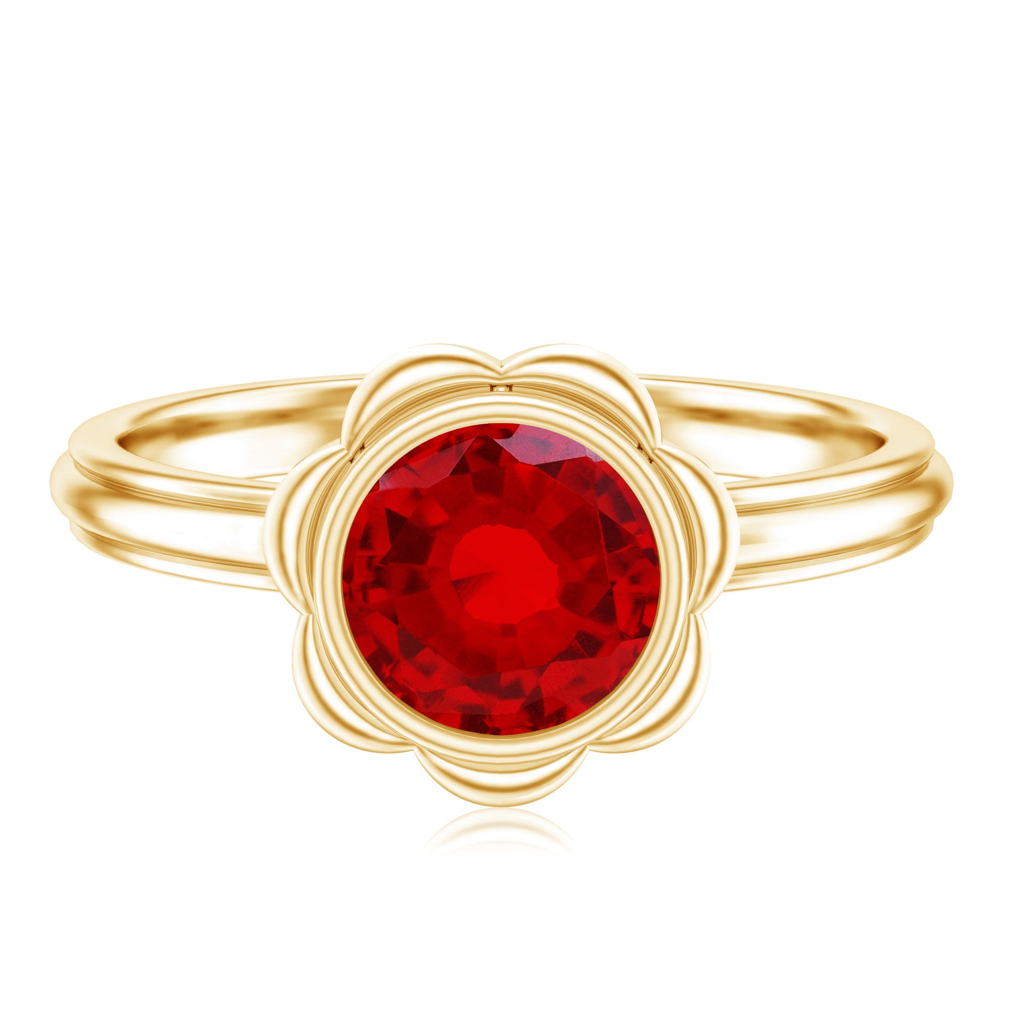 Rosec Jewels-1.3 Carat Lab Grown Ruby Flower Engagement Ring