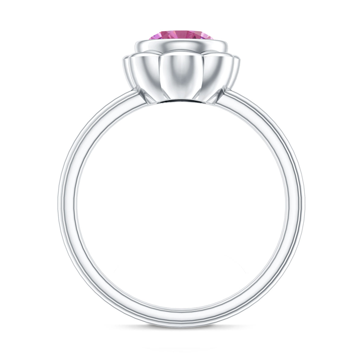 1.2 Carat Round Pink Tourmaline Flower Engagement Ring AAA - Rosec Jewels