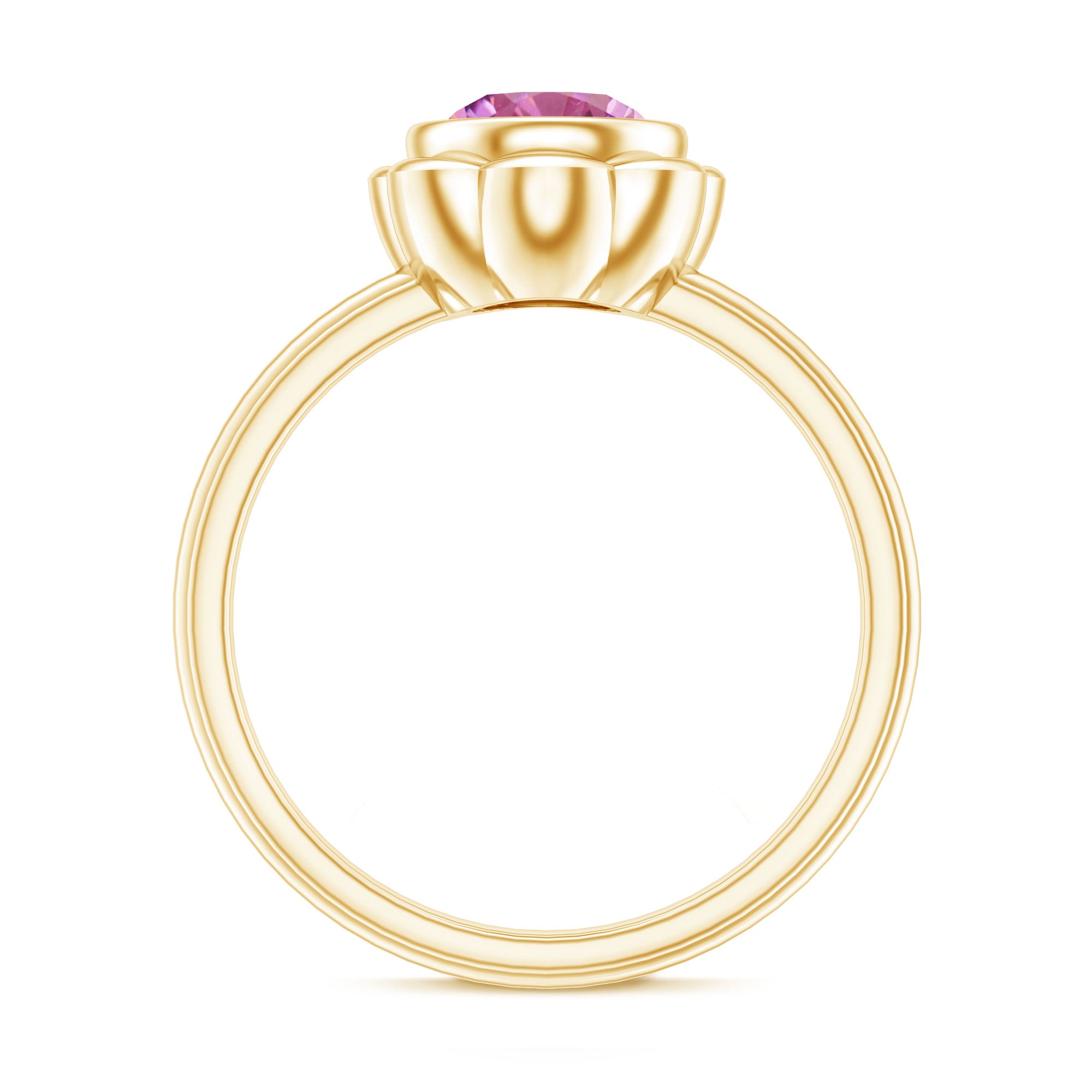 Rosec Jewels-1 Carat Round Pink Tourmaline Flower Engagement Ring