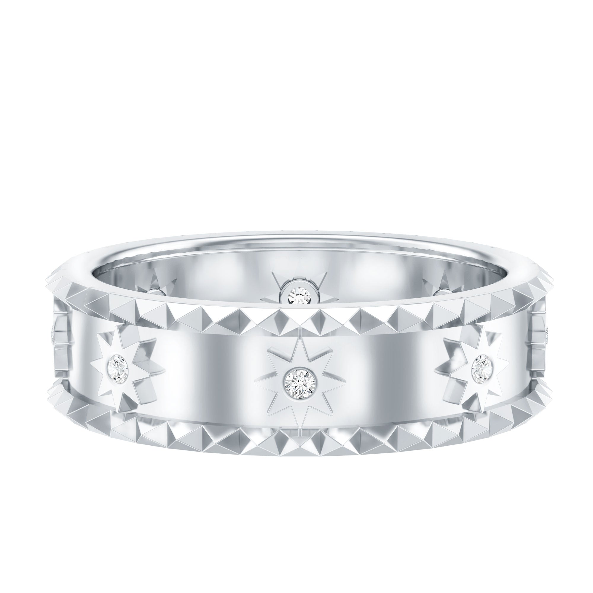 Vintage Inspired Lab Grown Diamond Starburst Wedding Band Lab - ( EF-VS ) - Rosec Jewels