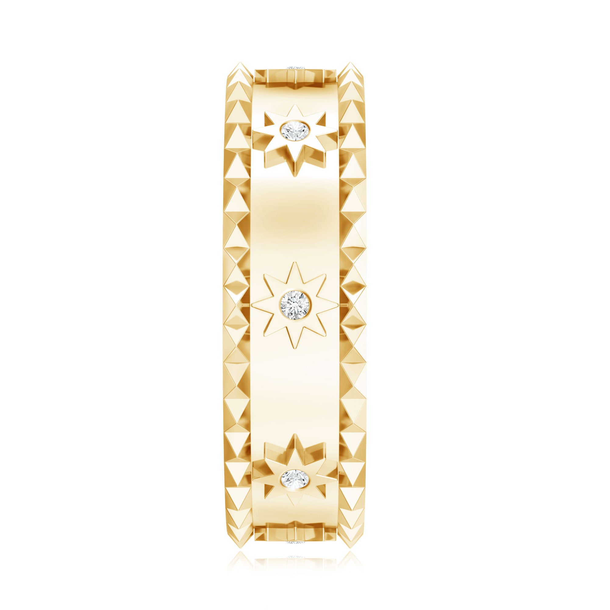 Vintage Inspired Lab Grown Diamond Starburst Wedding Band Lab - ( EF-VS ) - Rosec Jewels