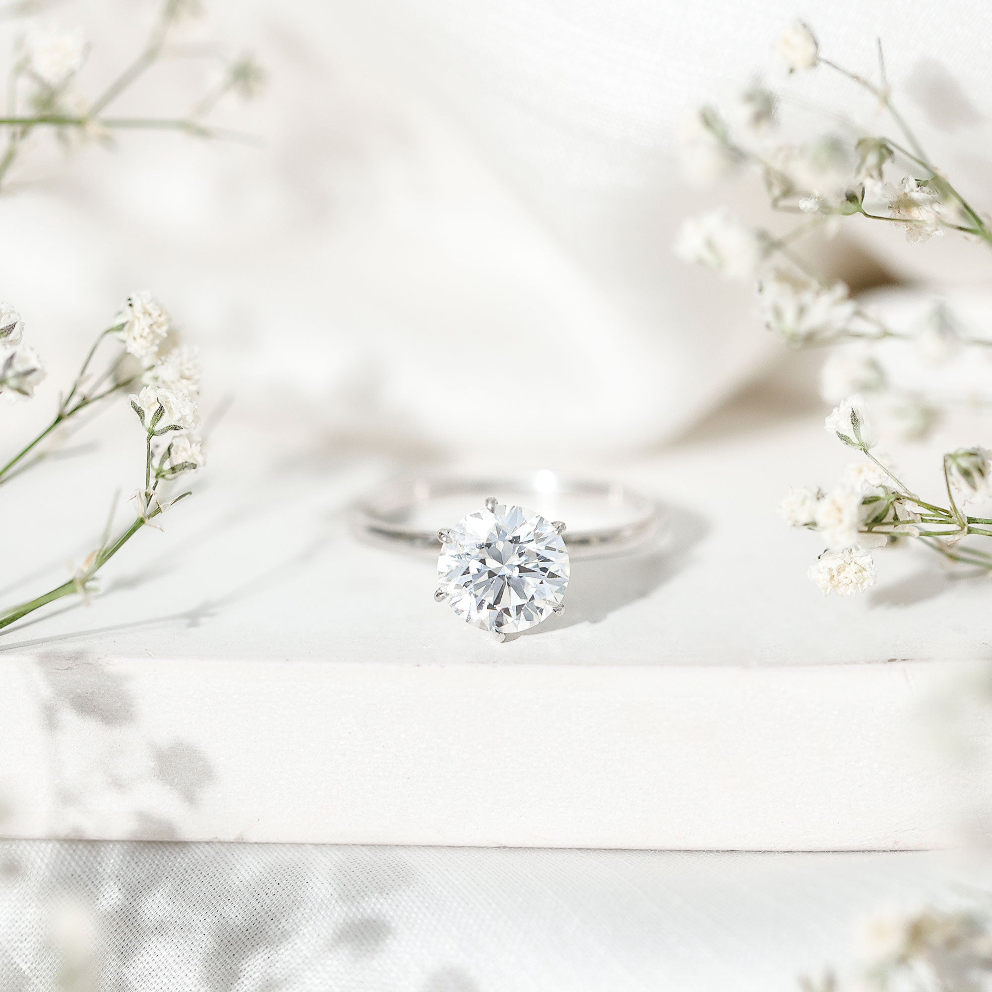 2 Carat Lab Grown Diamond Solitaire Engagement Ring with Hidden Halo Lab - ( EF-VS ) - Rosec Jewels