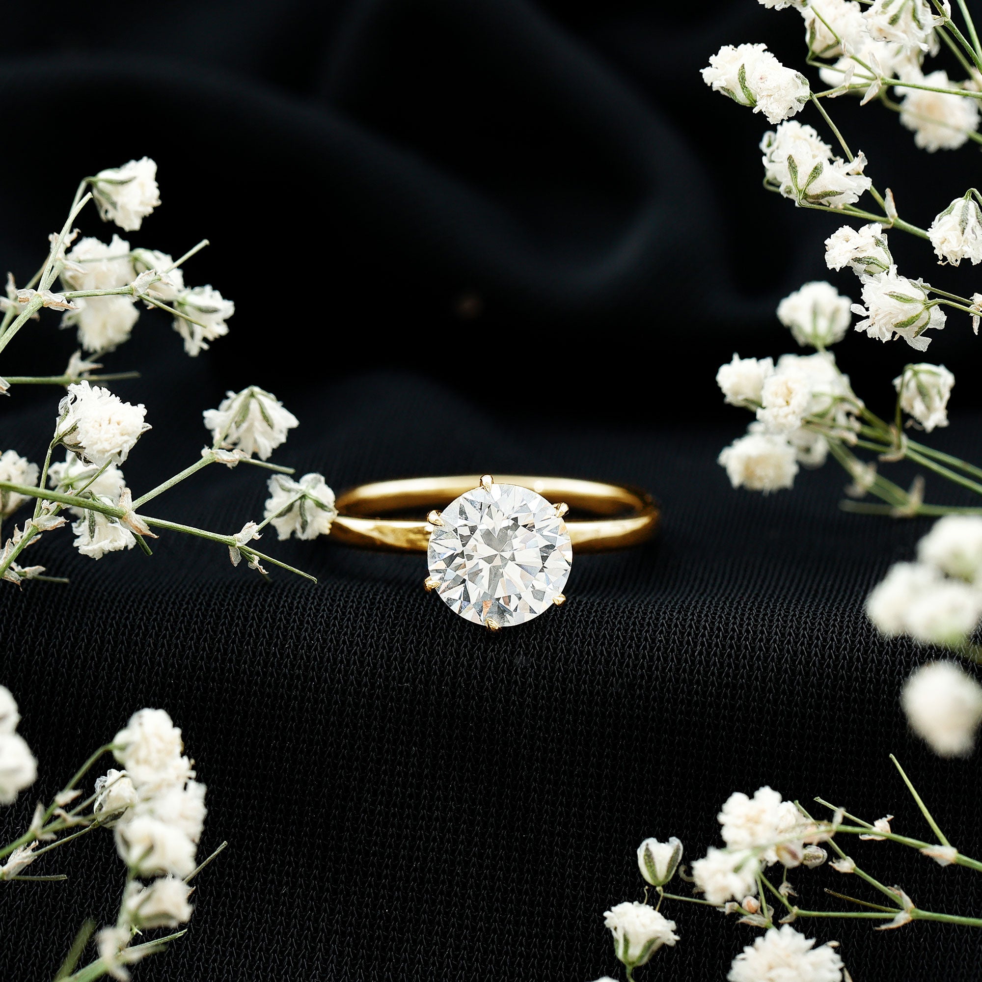 2 Carat Lab Grown Diamond Solitaire Engagement Ring with Hidden Halo Lab - ( EF-VS ) - Rosec Jewels