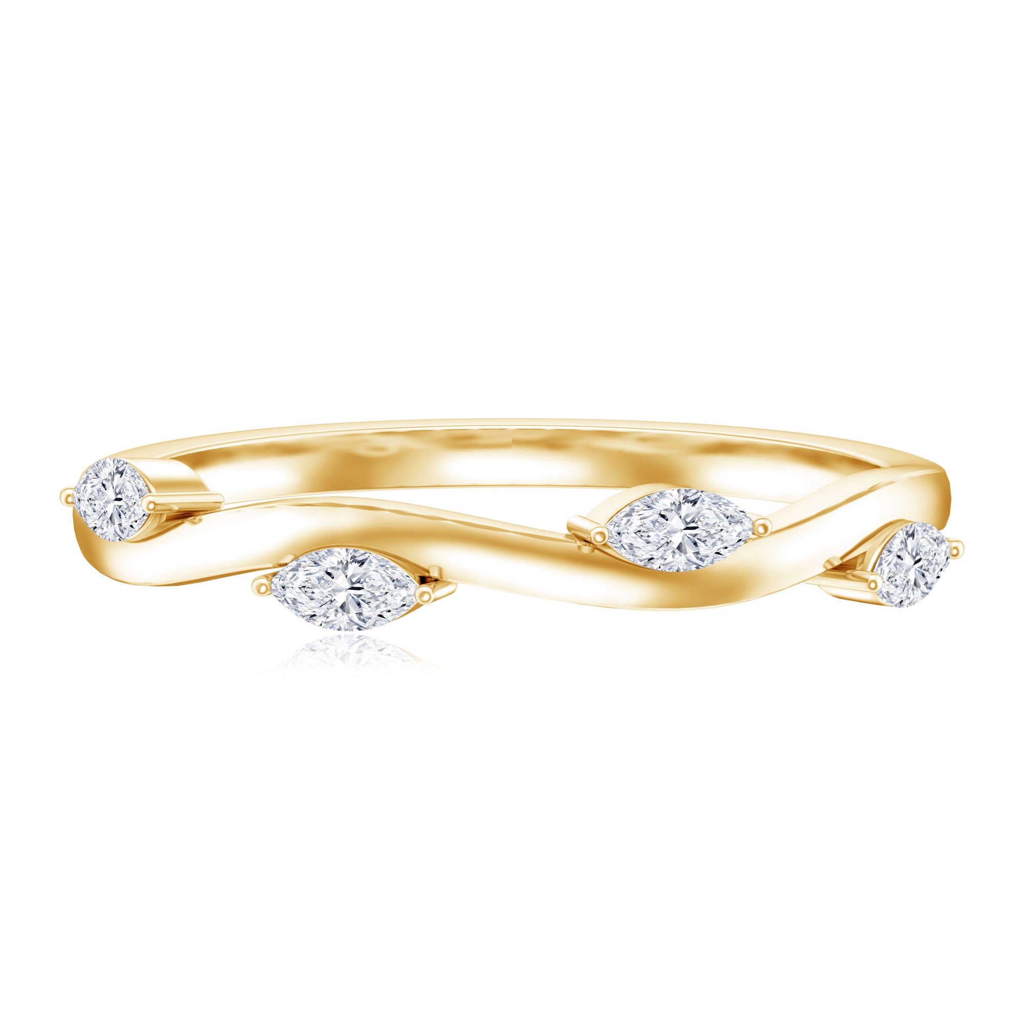 Marquise Cut Lab Grown Diamond Wedding Band Lab - ( EF-VS ) - Rosec Jewels
