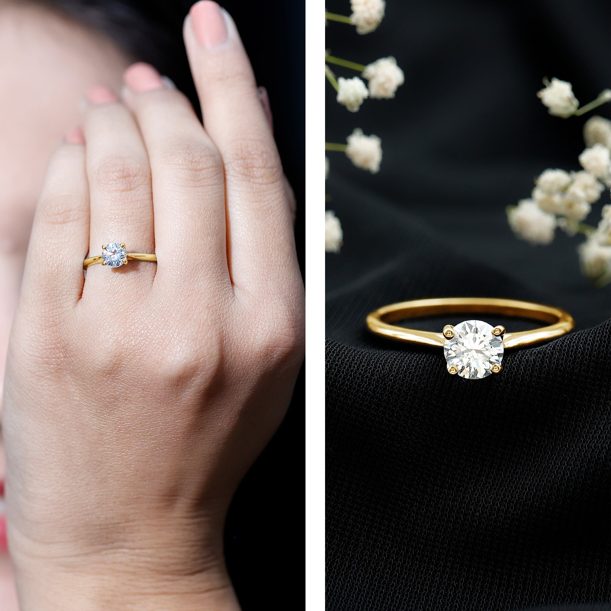 1 CT Lab Grown Diamond Solitaire Engagement Ring with IGI Certificate Lab - ( E-VS1 ) - Rosec Jewels