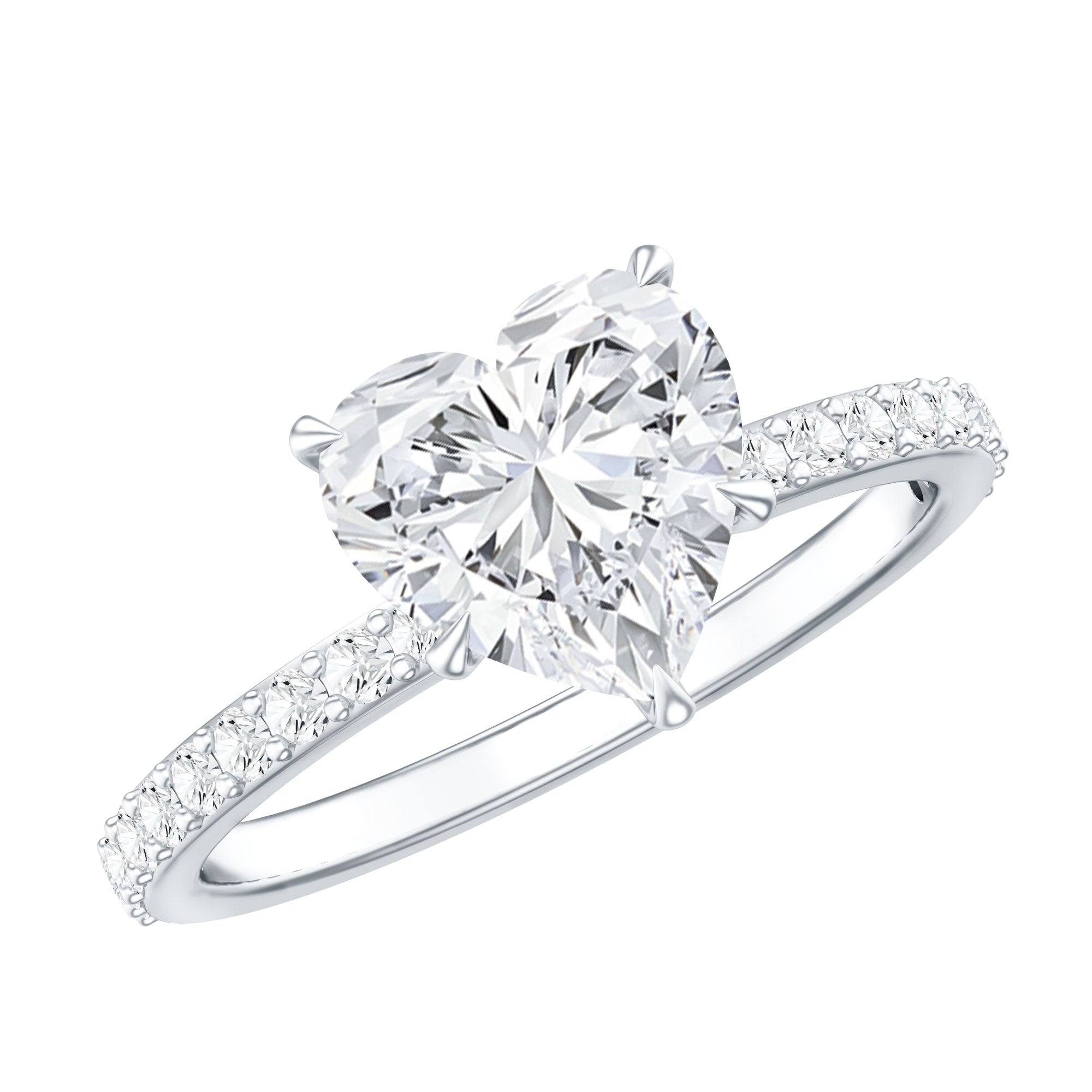 2 Carat Lab Grown Diamond Heart Engagement Ring for Her Lab - ( EF-VS ) - Rosec Jewels