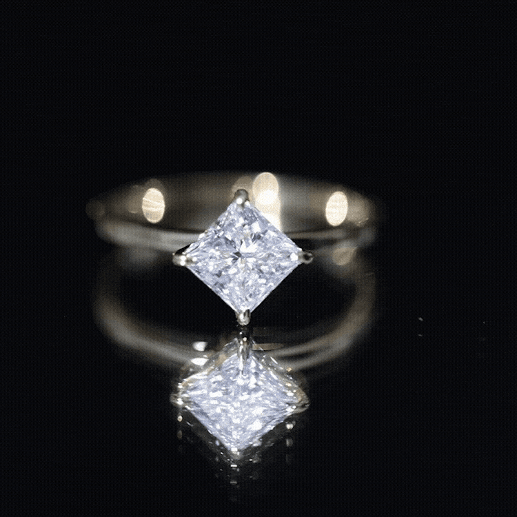 1.25 CT Princess Cut Lab Grown Diamond Solitaire Engagement Ring Lab - ( EF-VS ) - Rosec Jewels