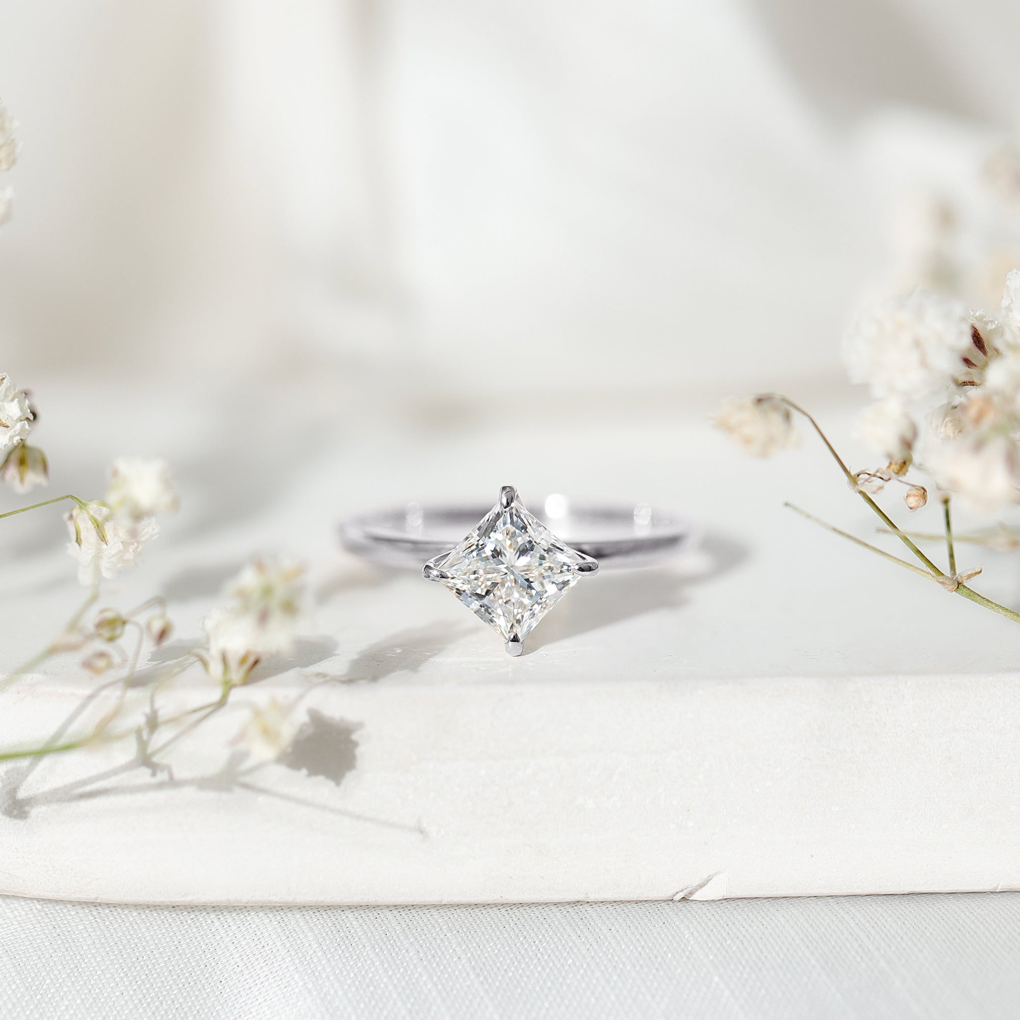 1.25 CT Princess Cut Lab Grown Diamond Solitaire Engagement Ring Lab - ( EF-VS ) - Rosec Jewels