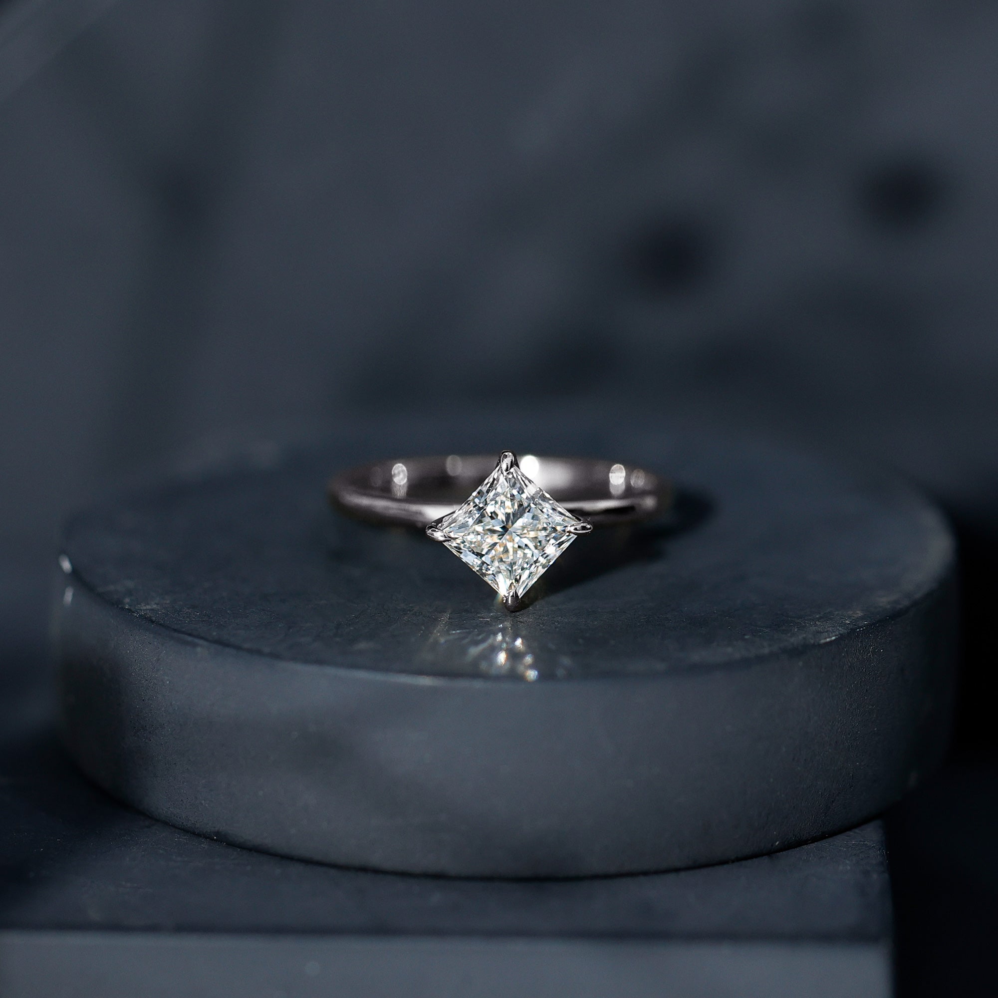 1.25 CT Princess Cut Lab Grown Diamond Solitaire Engagement Ring Lab - ( EF-VS ) - Rosec Jewels