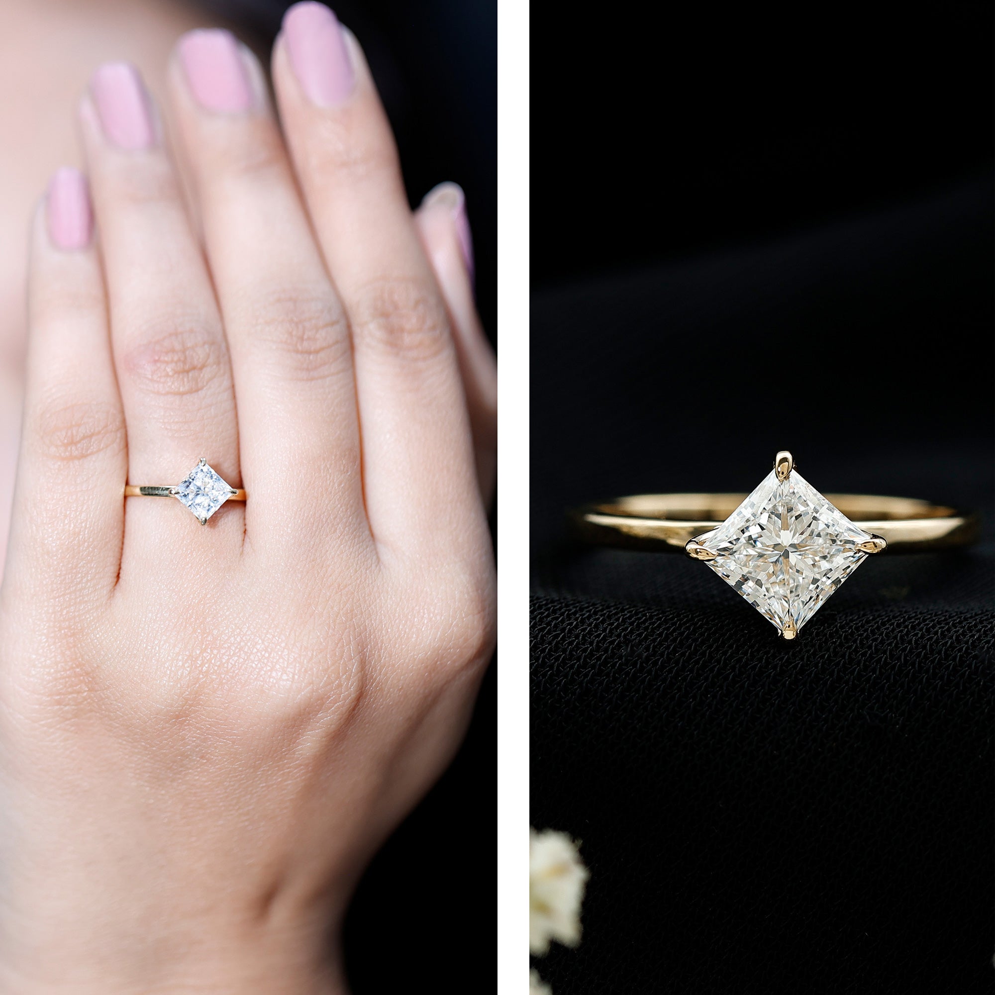 1.25 CT Princess Cut Lab Grown Diamond Solitaire Engagement Ring Lab - ( EF-VS ) - Rosec Jewels