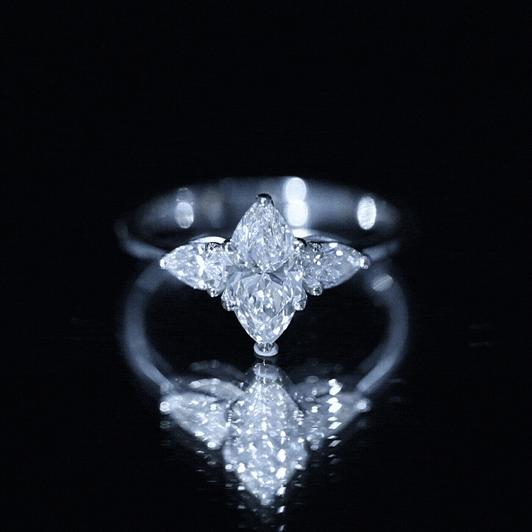 Certified Lab Grown Diamond Three Stone Engagement Ring for Women Lab - ( EF-VS ) - Rosec Jewels
