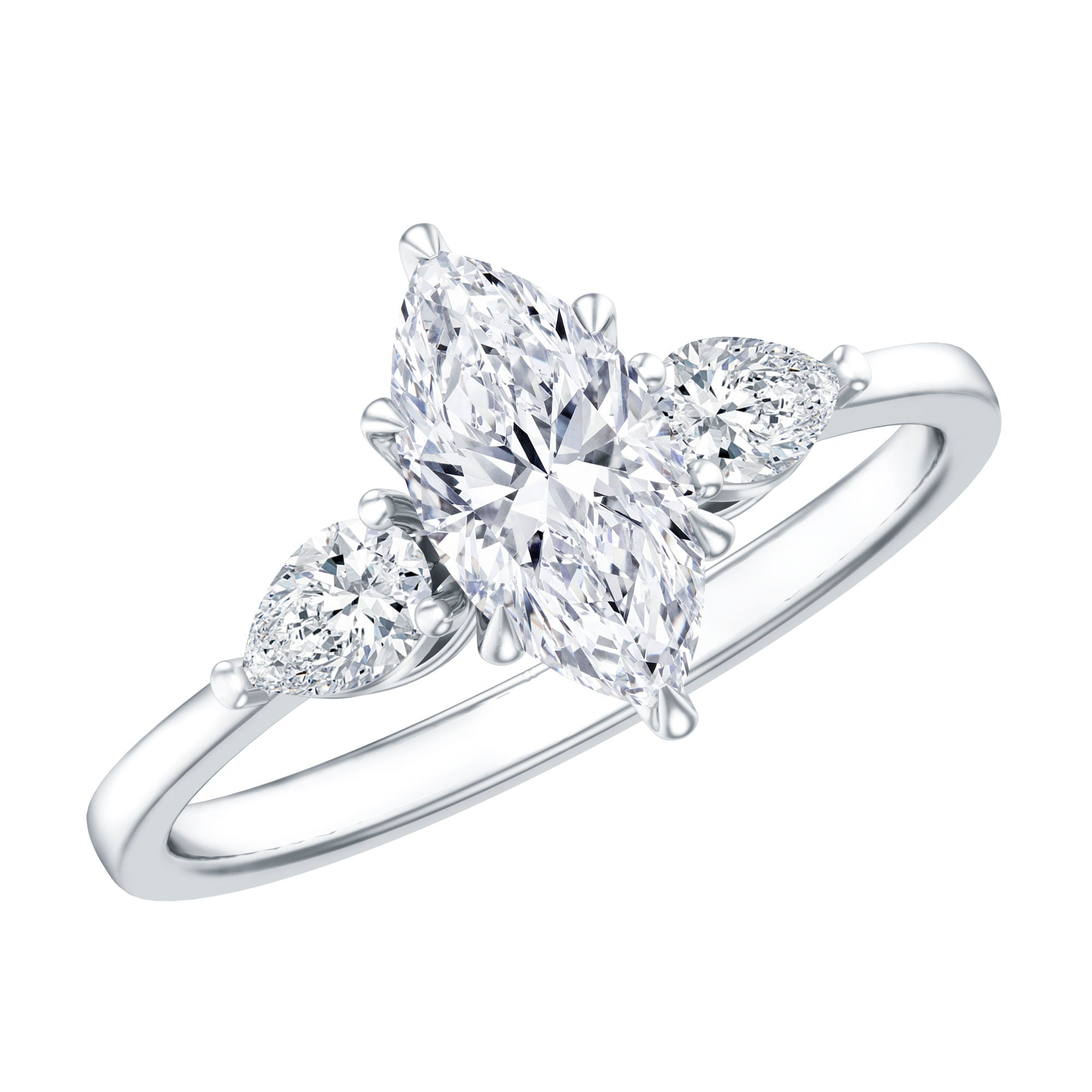 Certified Lab Grown Diamond Three Stone Engagement Ring for Women Lab - ( EF-VS ) - Rosec Jewels
