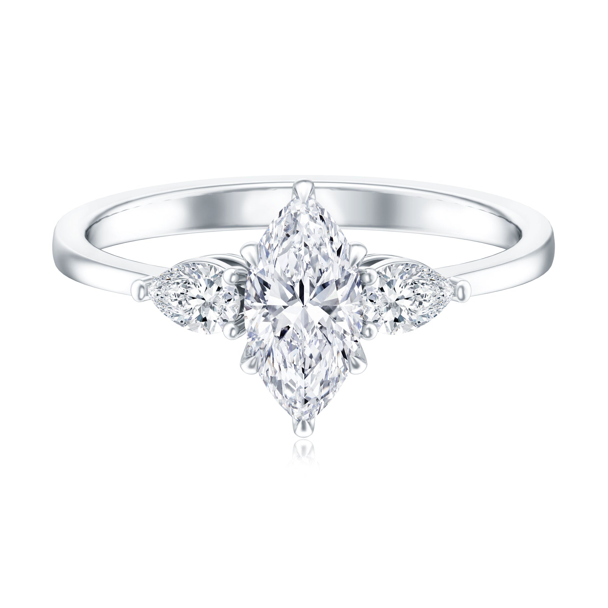 Certified Lab Grown Diamond Three Stone Engagement Ring for Women Lab - ( EF-VS ) - Rosec Jewels