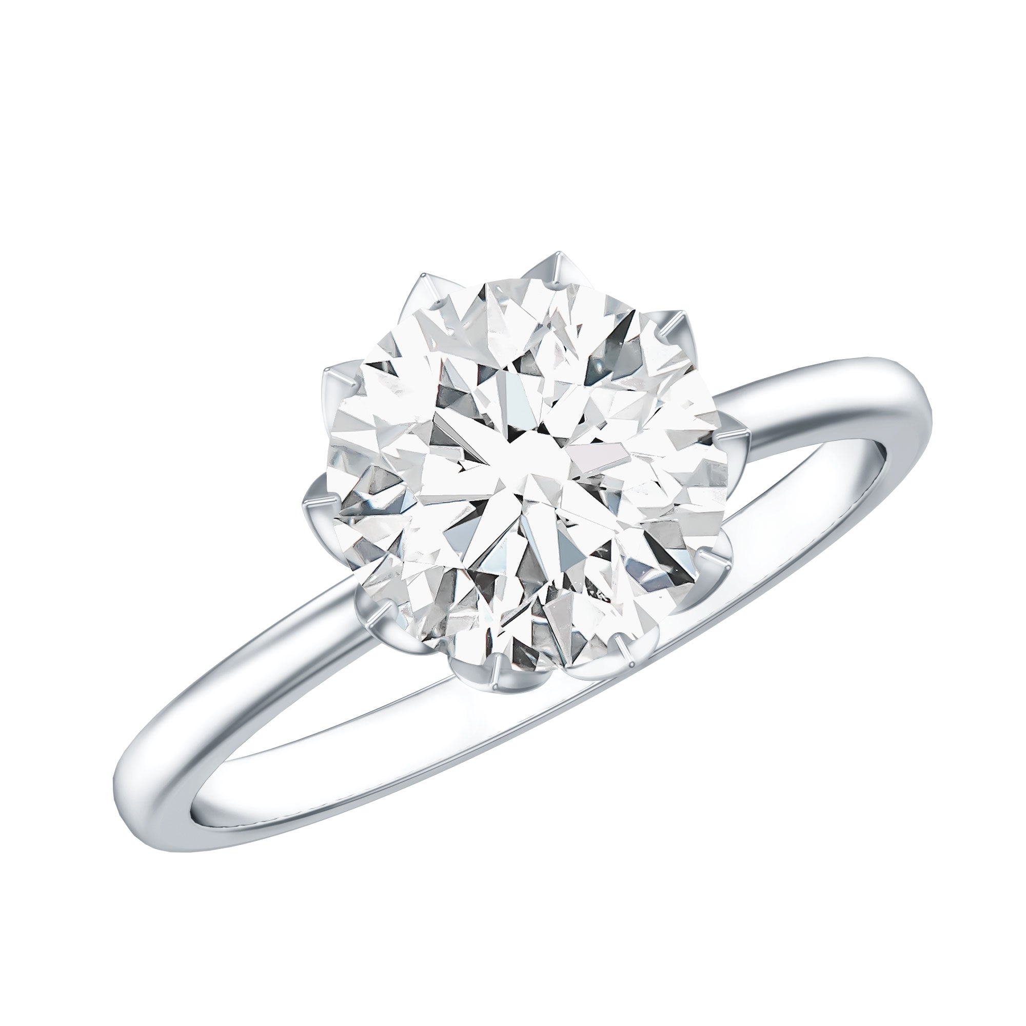 IGI Certified 2 Carat Lab Grown Diamond Lotus Engagement Ring