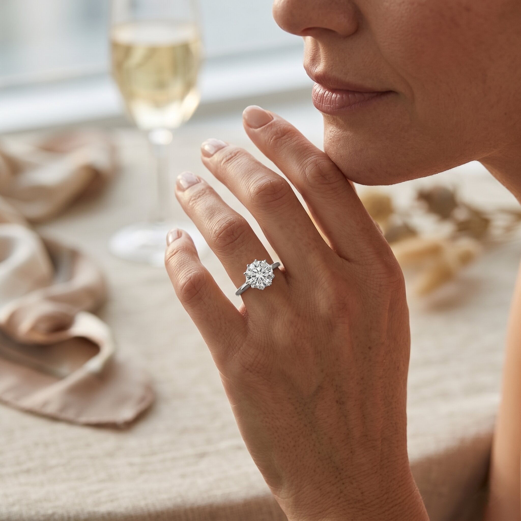 IGI Certified 2 Carat Lab Grown Diamond Lotus Engagement Ring Lab - ( E-VS1 ) - Rosec Jewels