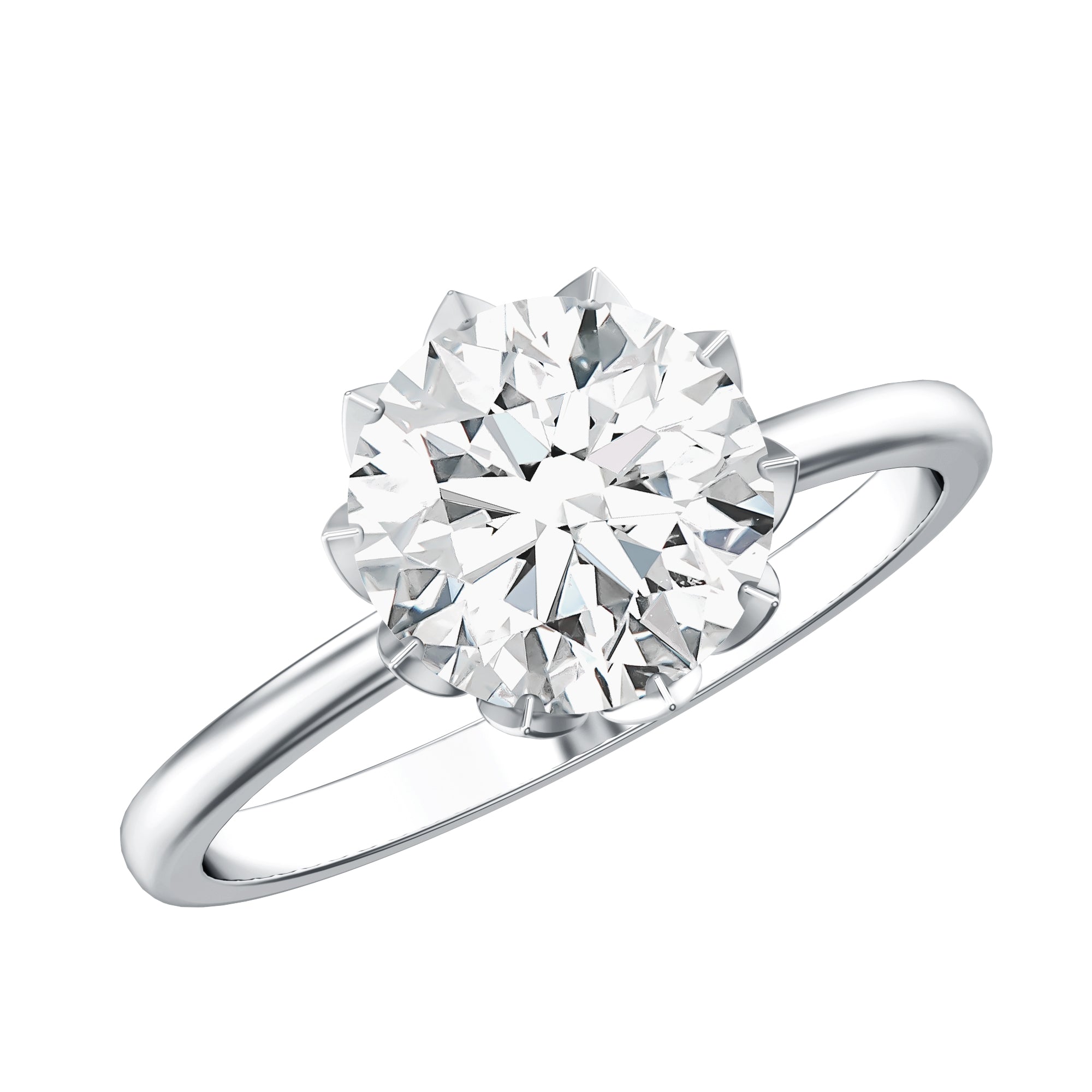 Lotus Basket Set Lab Grown Diamond 3 Carat Engagement Ring with IGI Certificate Lab - ( E-VS1 ) - Rosec Jewels