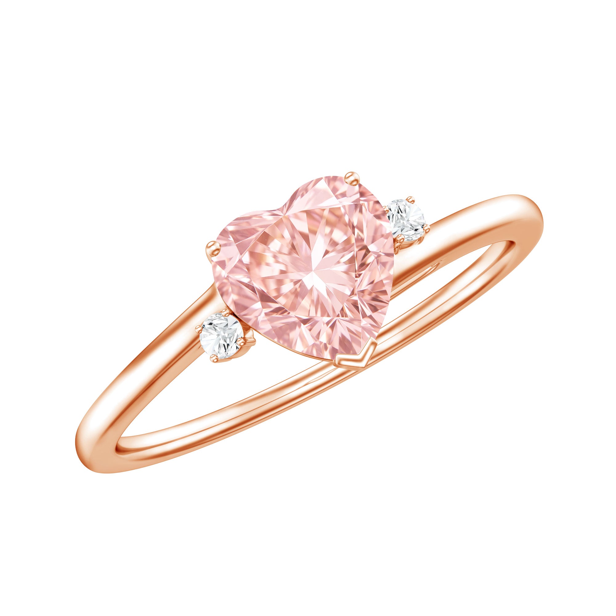 IGI Certified 1 CT Lab Grown Pink Diamond Heart Promise Ring E-VS1 - Rosec Jewels