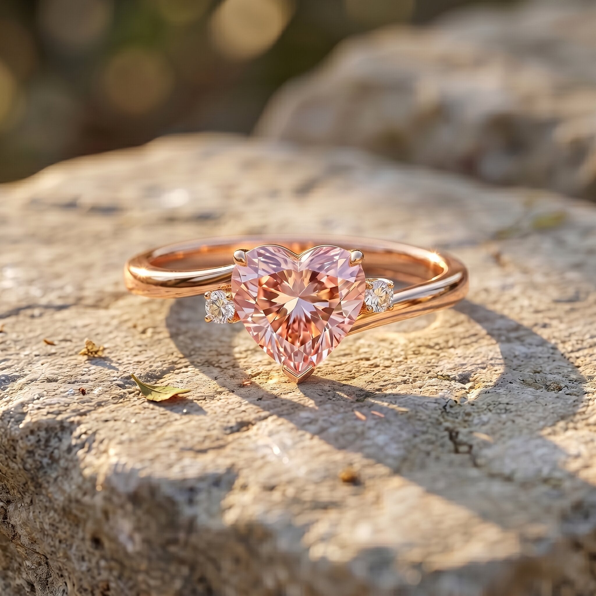 IGI Certified 1 CT Lab Grown Pink Diamond Heart Promise Ring Fancy Pink - VS1 - Rosec Jewels