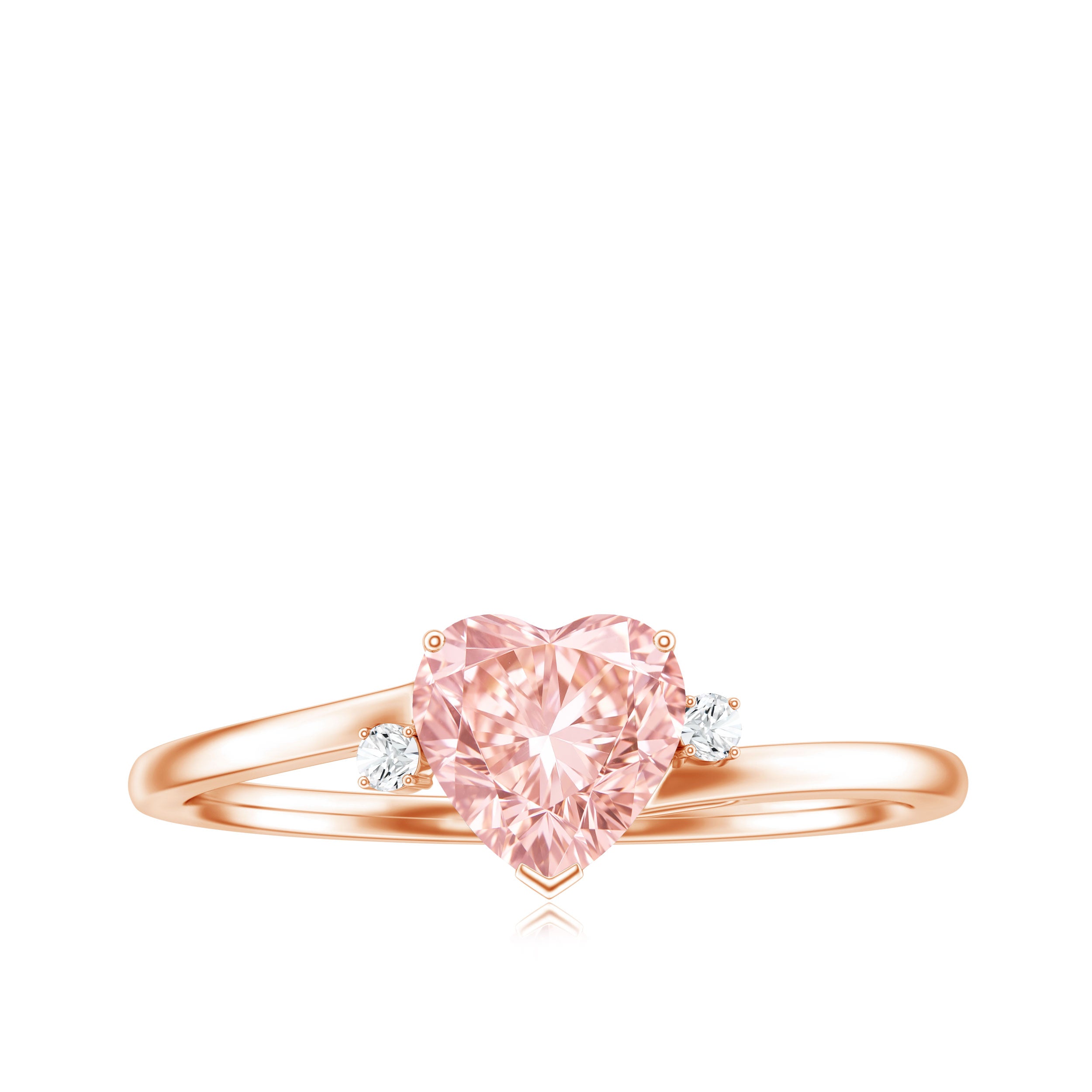 IGI Certified 1 CT Lab Grown Pink Diamond Heart Promise Ring E-VS1 - Rosec Jewels