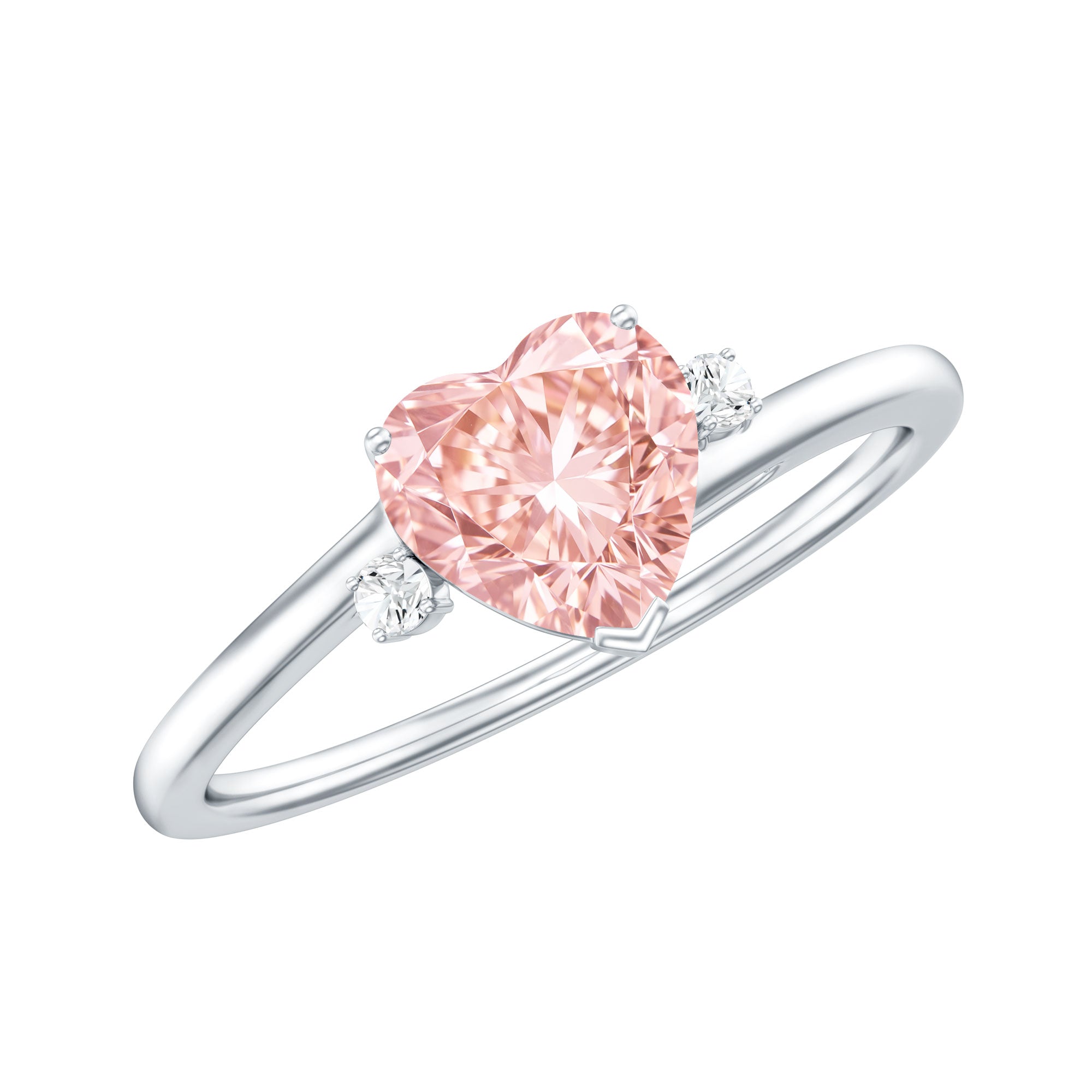 IGI Certified 1 CT Lab Grown Pink Diamond Heart Promise Ring E-VS1 - Rosec Jewels