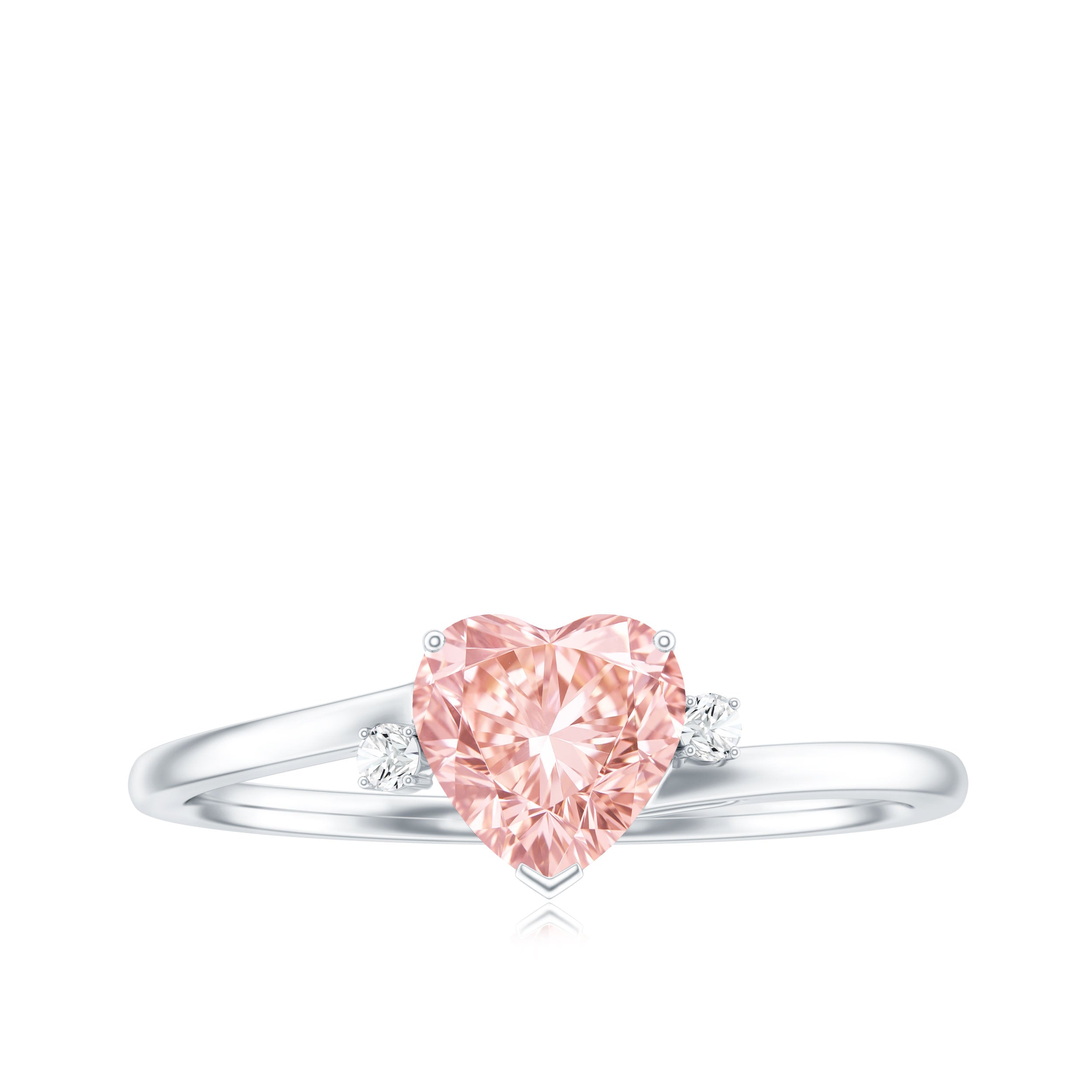 IGI Certified 1 CT Lab Grown Pink Diamond Heart Promise Ring E-VS1 - Rosec Jewels