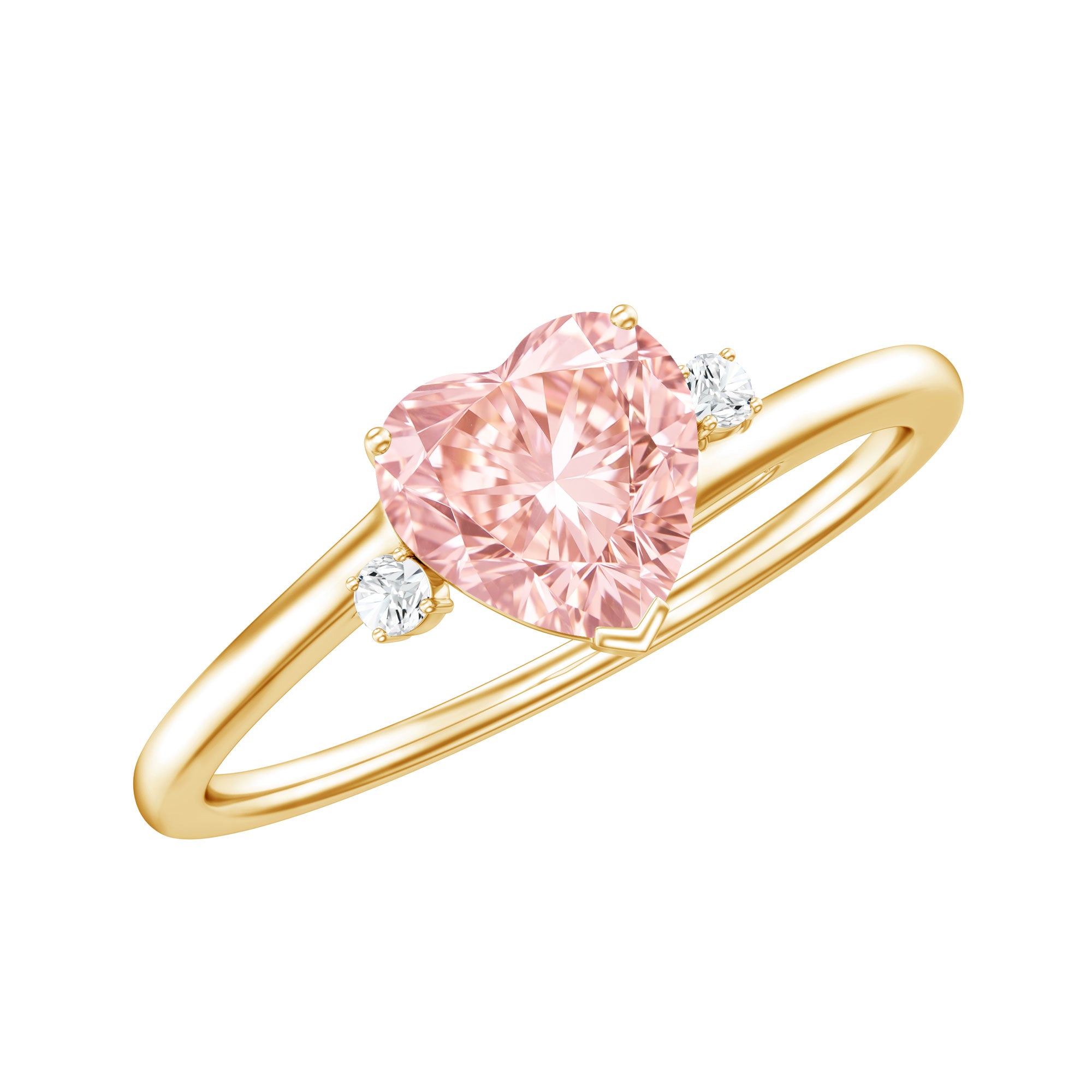 IGI Certified 1 CT Lab Grown Pink Diamond Heart Promise Ring E-VS1 - Rosec Jewels