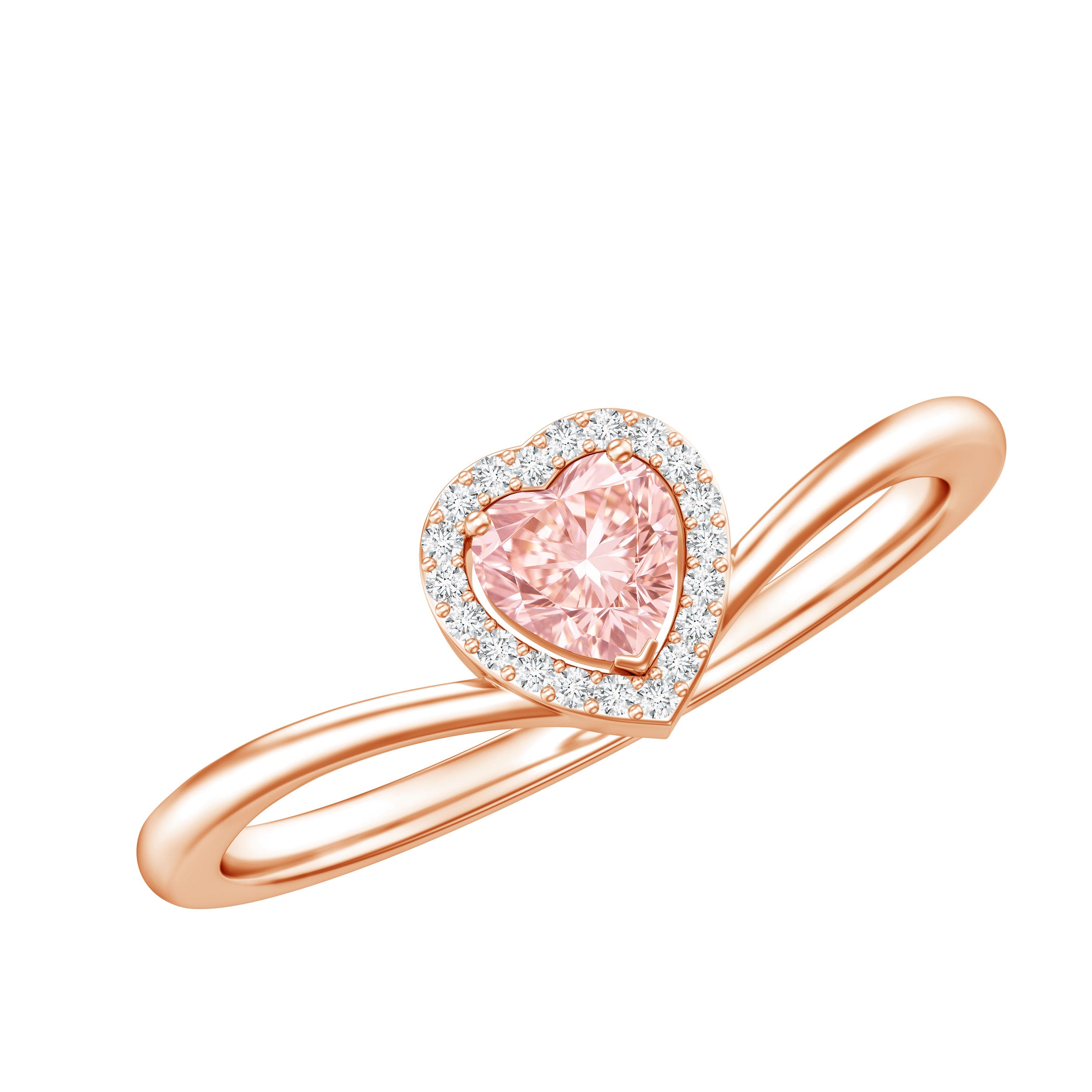 IGI Certified Lab Grown Pink Diamond Heart Promise Ring with Halo Fancy Pink - VS1 - Rosec Jewels