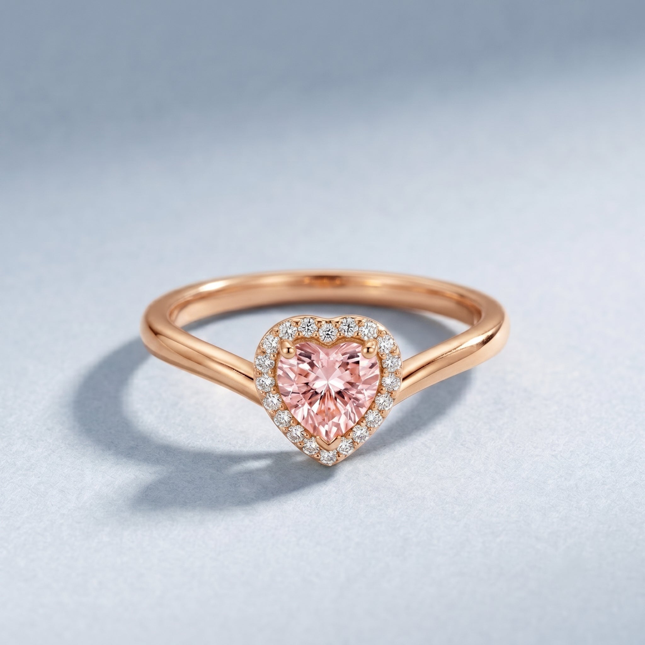 IGI Certified Lab Grown Pink Diamond Heart Promise Ring with Halo Fancy Pink - VS1 - Rosec Jewels