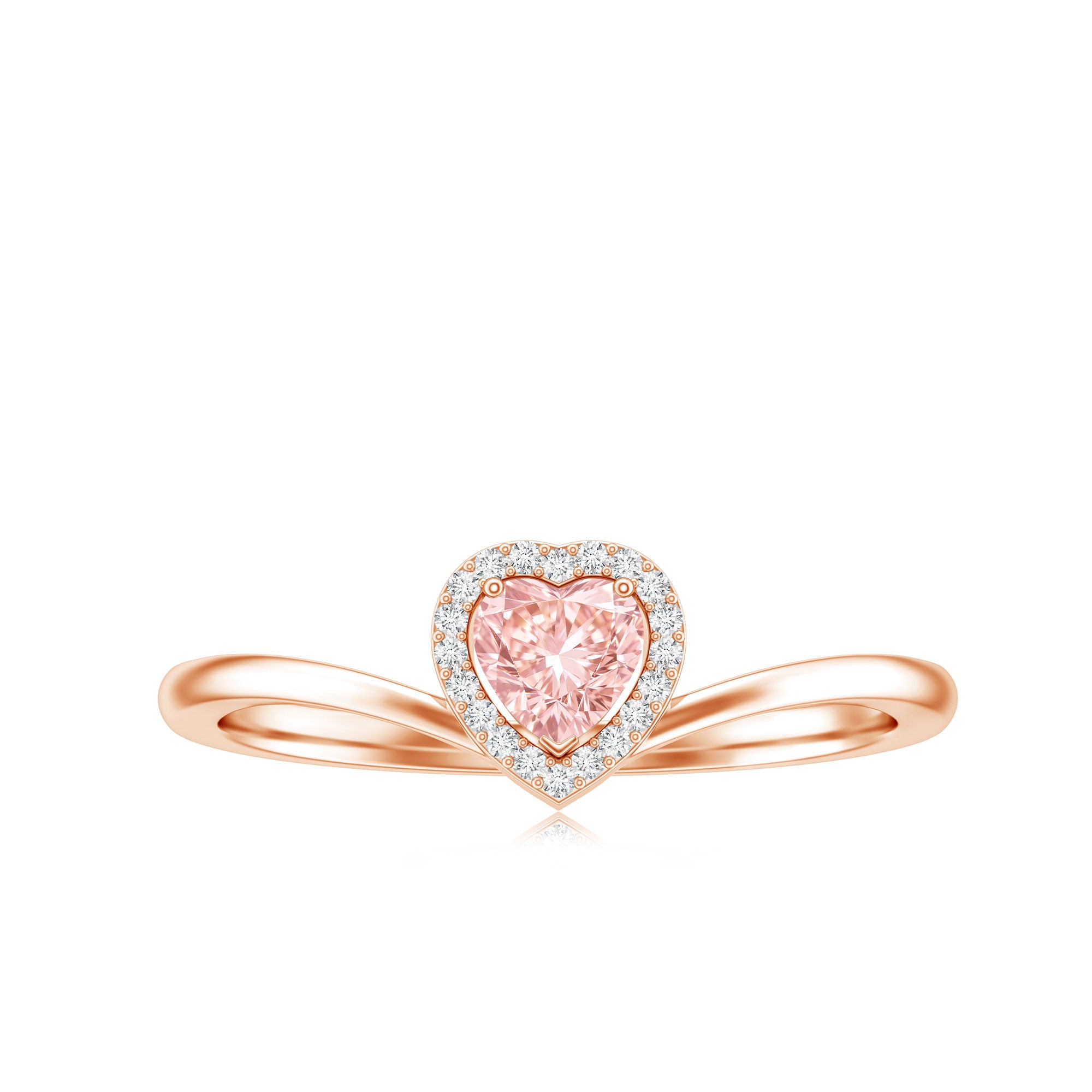 IGI Certified Lab Grown Pink Diamond Heart Promise Ring with Halo E-VS1 - Rosec Jewels