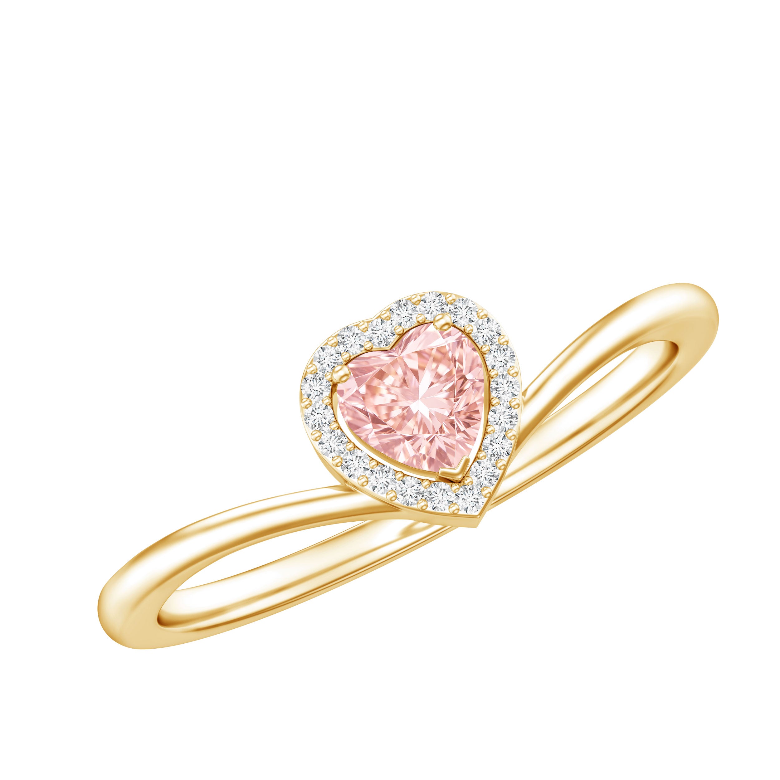 IGI Certified Lab Grown Pink Diamond Heart Promise Ring with Halo Fancy Pink - VS1 - Rosec Jewels