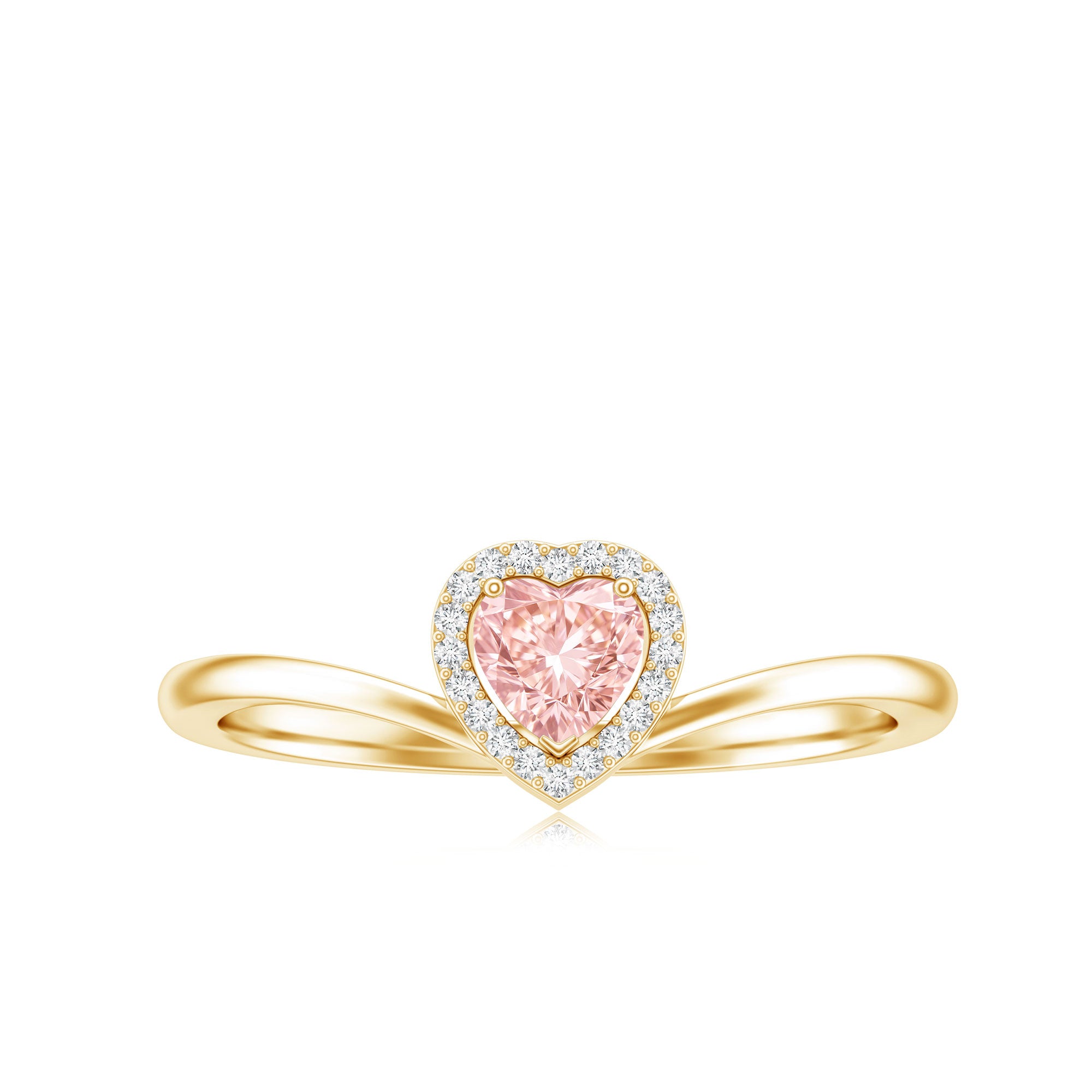 IGI Certified Lab Grown Pink Diamond Heart Promise Ring with Halo E-VS1 - Rosec Jewels