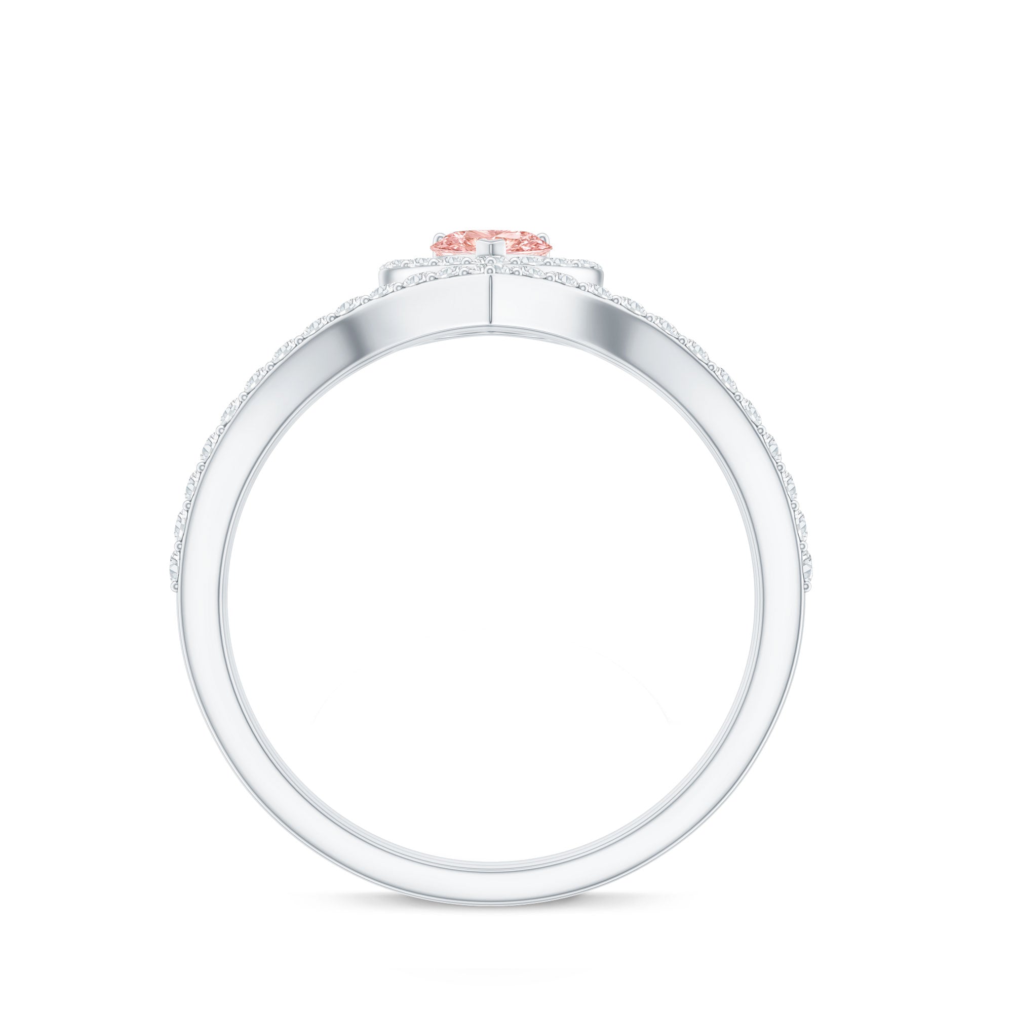 Heart Shape Lab Grown Pink and White Diamond Wedding Ring Set with IGI Certificate E-VS1 - Rosec Jewels